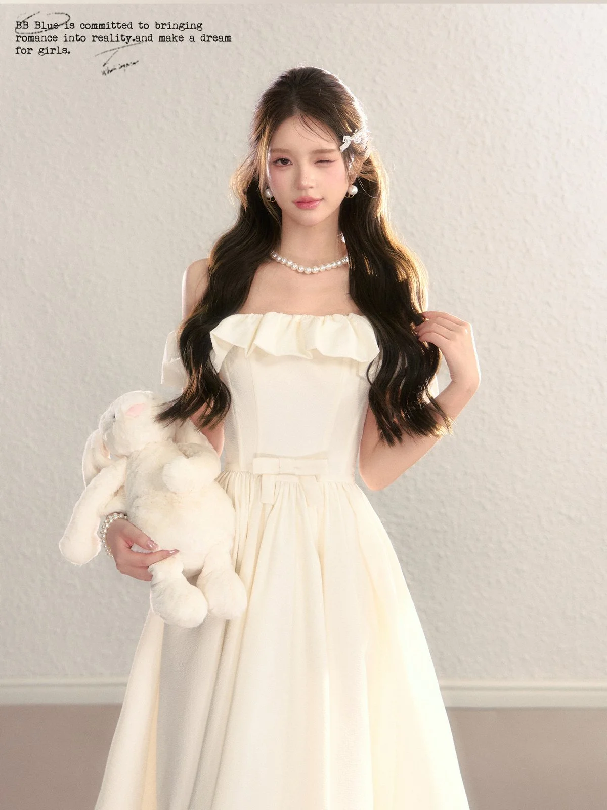 BB BLUE オフショルダー フリル Aライン ワンピース｜商品写真