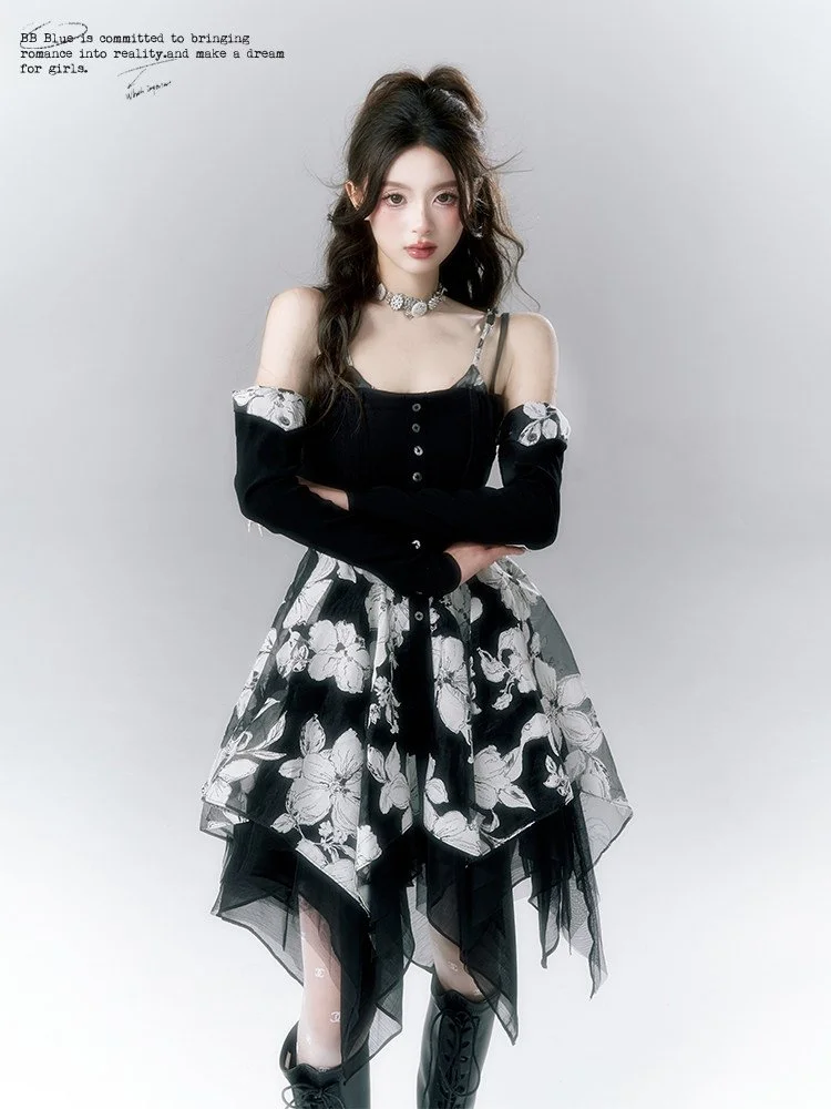 BB BLUE 花柄 キャミソール タイト ワンピース｜商品写真