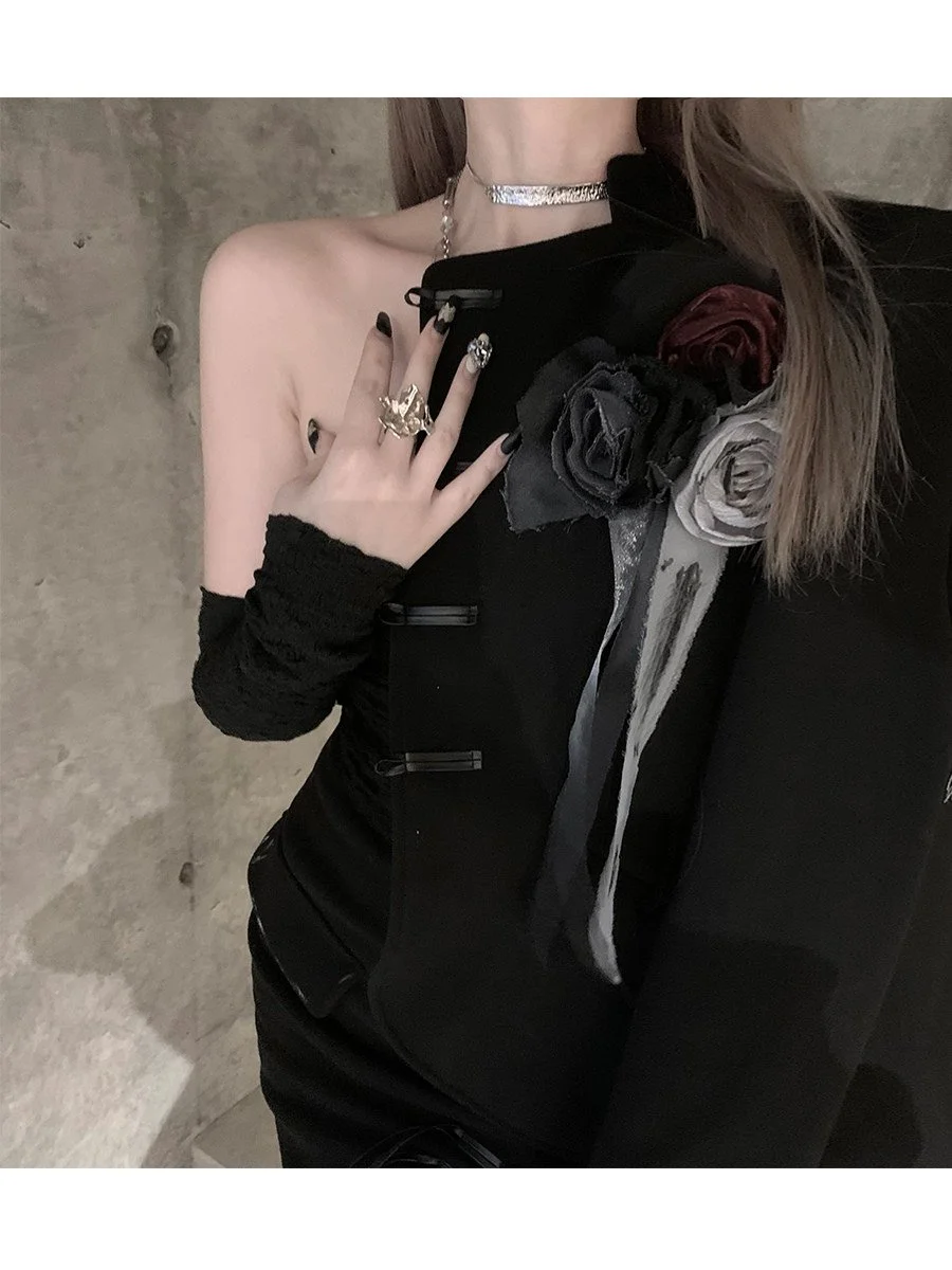 BB BLUE チャイナボタン 花飾り ジャケット＆スカート｜商品写真