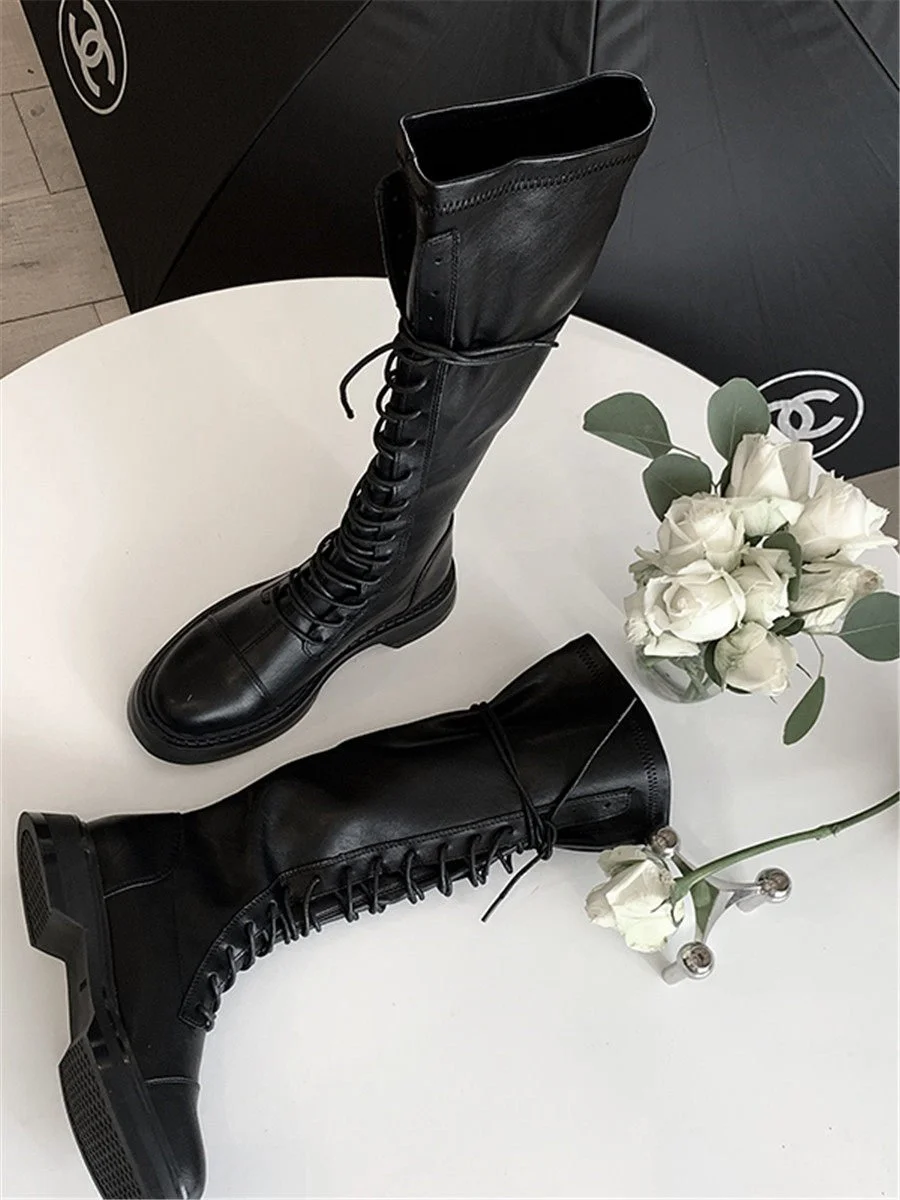 BB BLUE ストレッチ合皮 ロングブーツ｜商品写真
