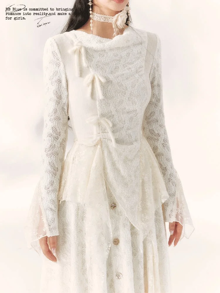 BB BLUE バタフライ ニット セットアップ ミルキーホワイト｜商品写真