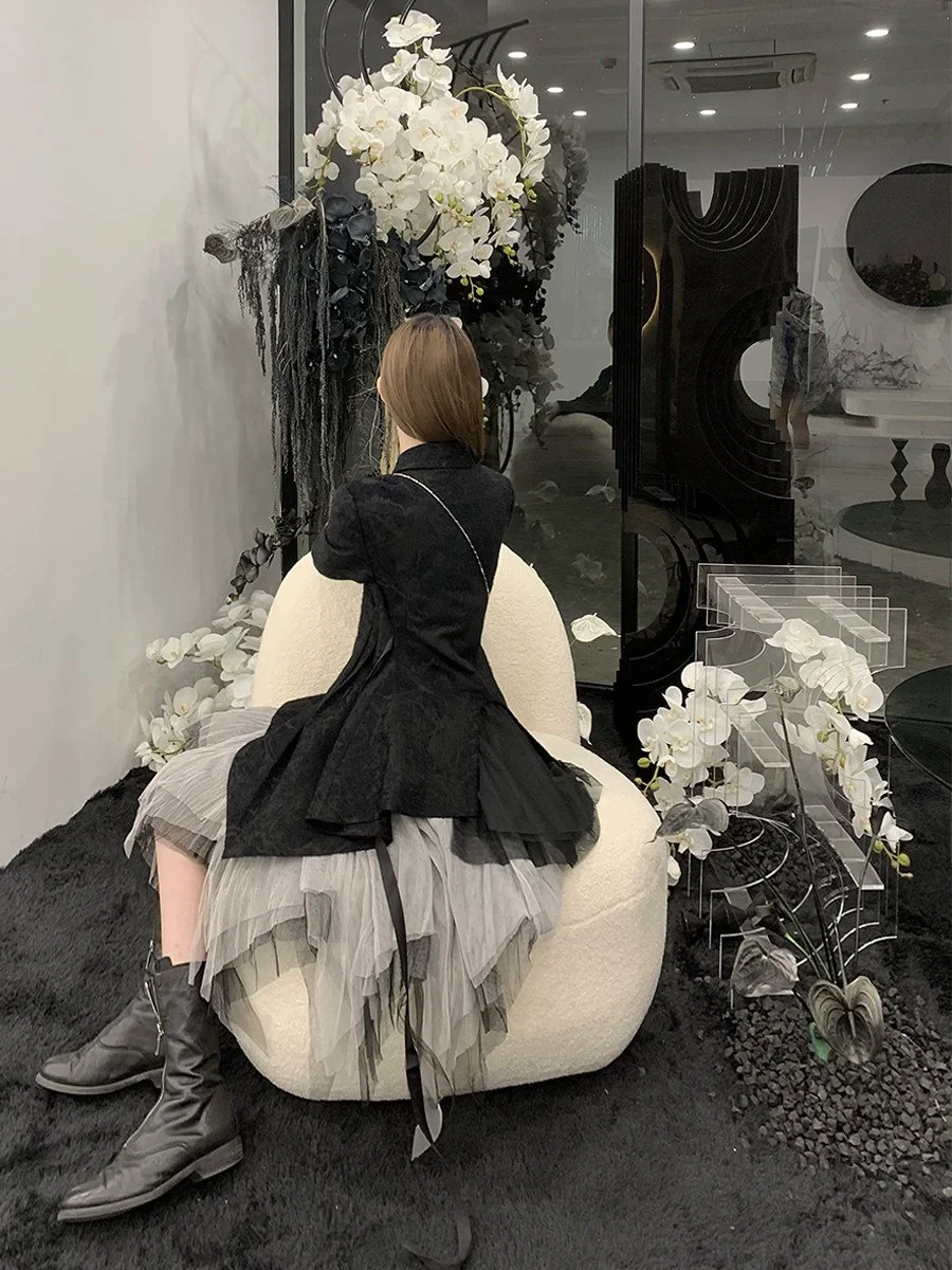 BB BLUE ジャカード 起毛 アシンメトリー ジャケット｜商品写真