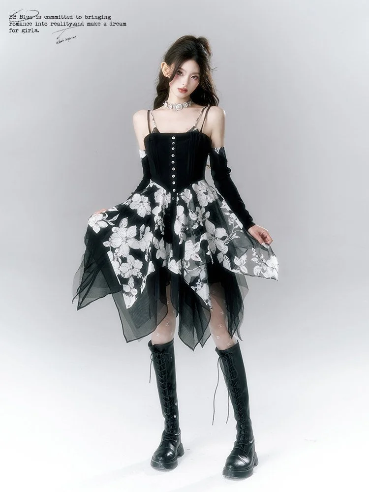 BB BLUE 花柄 キャミソール タイト ワンピース｜商品写真