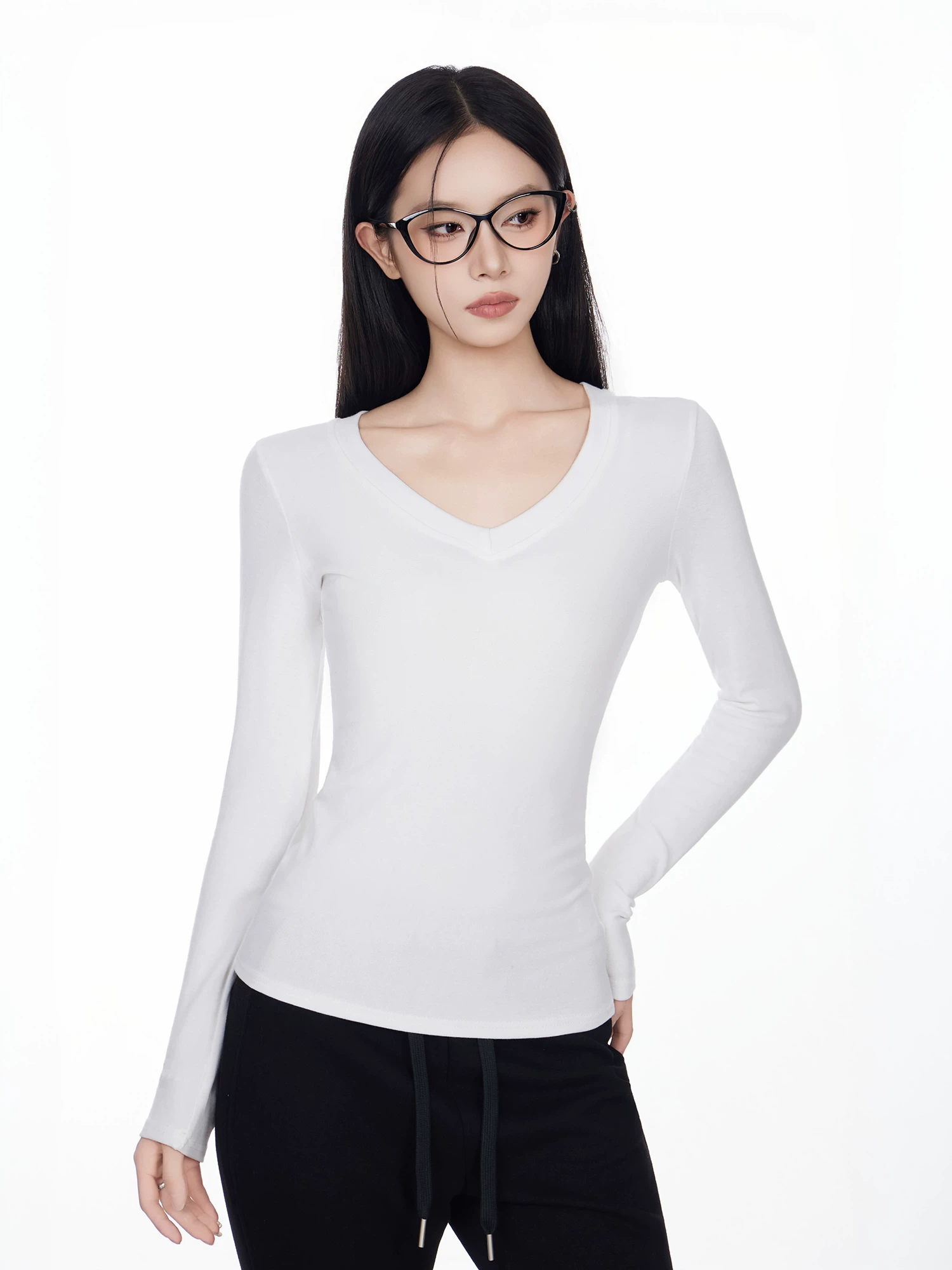 Vネック 長袖Tシャツ 商品説明・サイズ資料