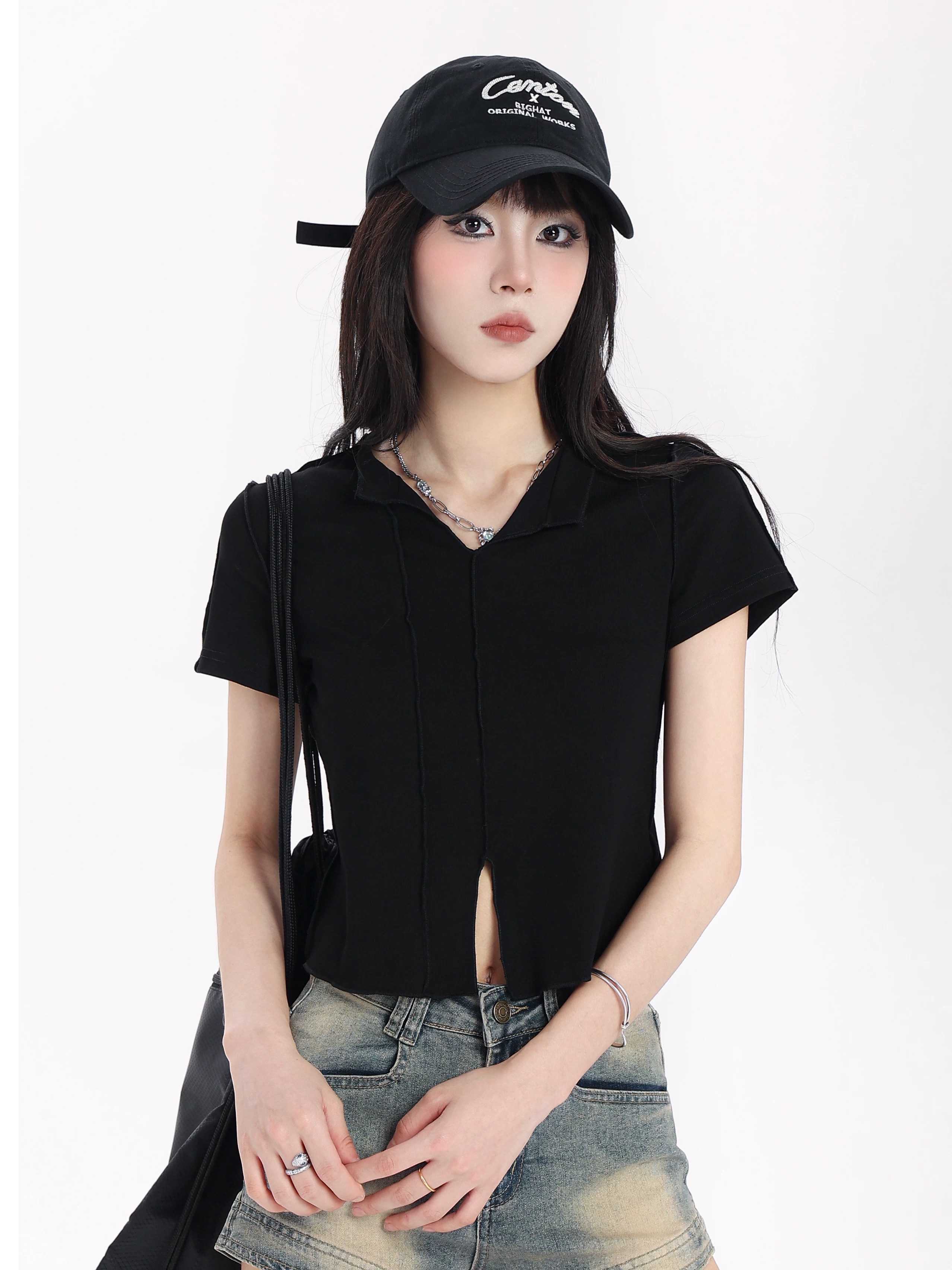 Vネック 半袖Tシャツ 商品写真