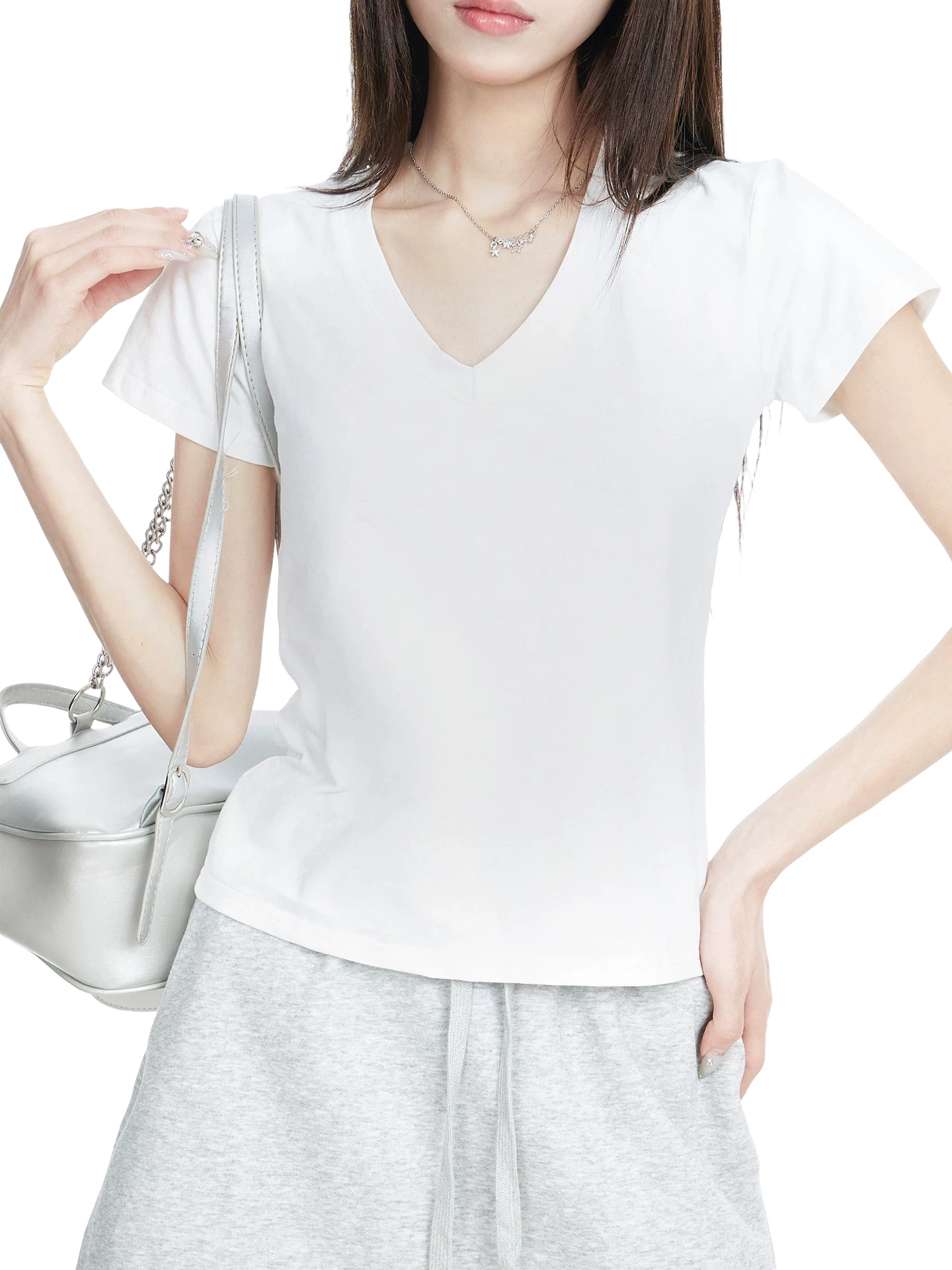 Vネック 半袖Tシャツ 商品写真