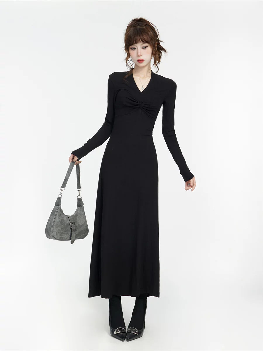 Vネック ロングワンピース 商品写真
