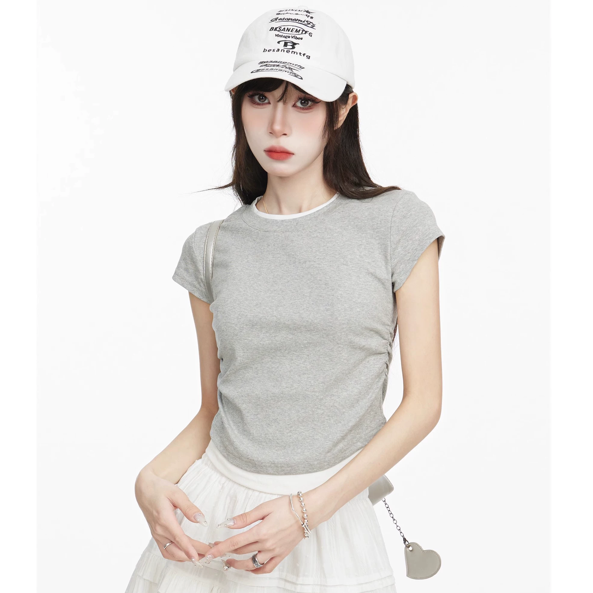 レイヤード風 配色 半袖Tシャツ 商品写真