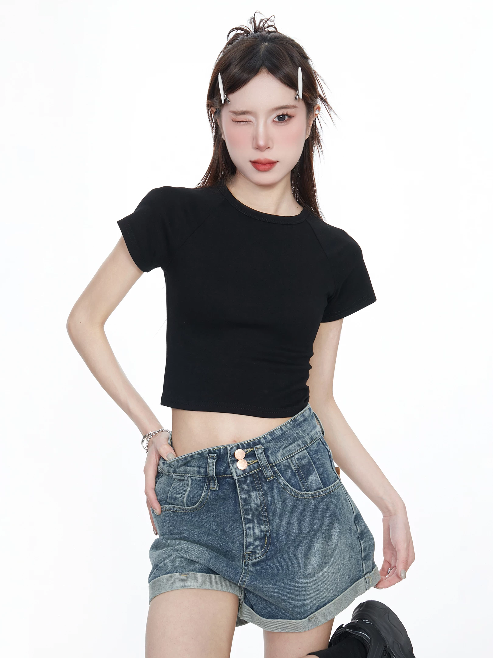 フレンチスリーブ ショート丈Tシャツ 商品写真
