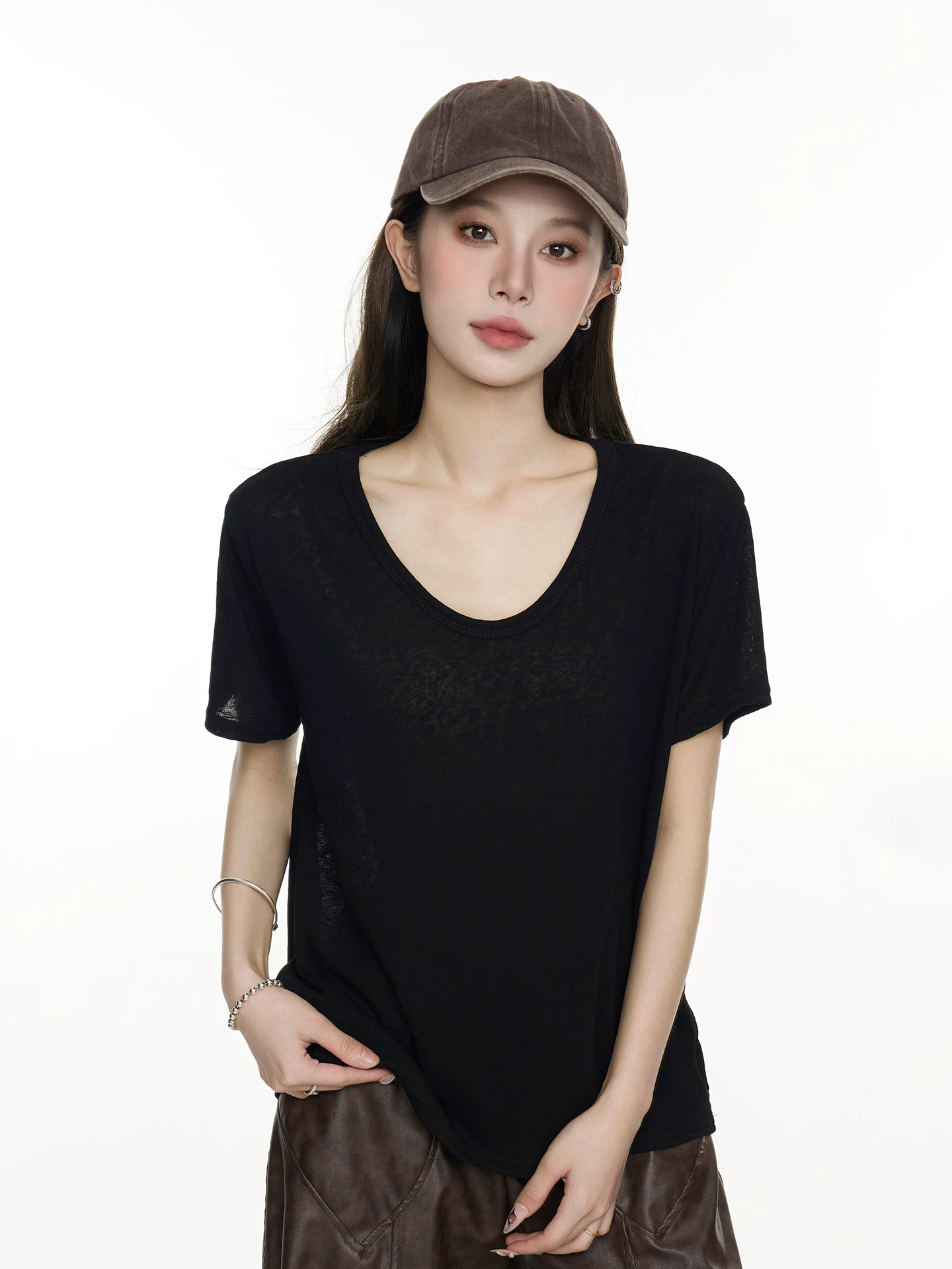Vネック 半袖Tシャツ 商品写真