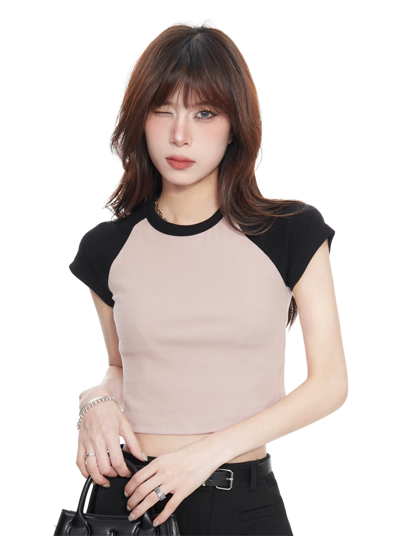 配色 ショート丈 半袖Tシャツ 商品写真