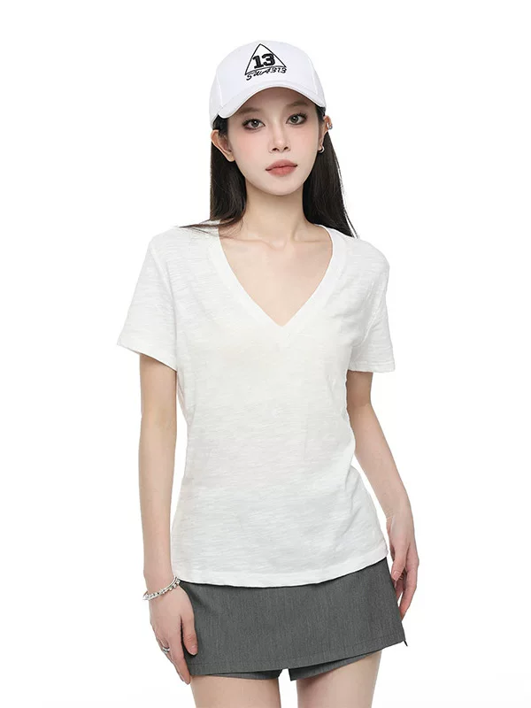Vネック 半袖Tシャツ 商品写真