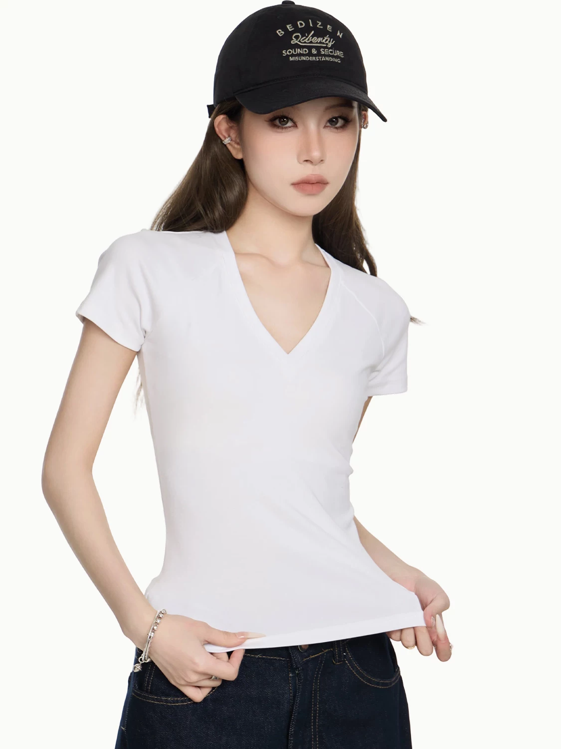 Vネック 半袖Tシャツ 商品写真