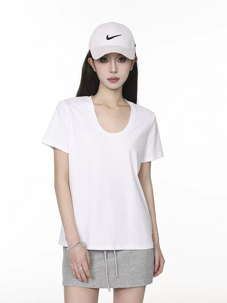 Uネック 半袖Tシャツ 商品写真