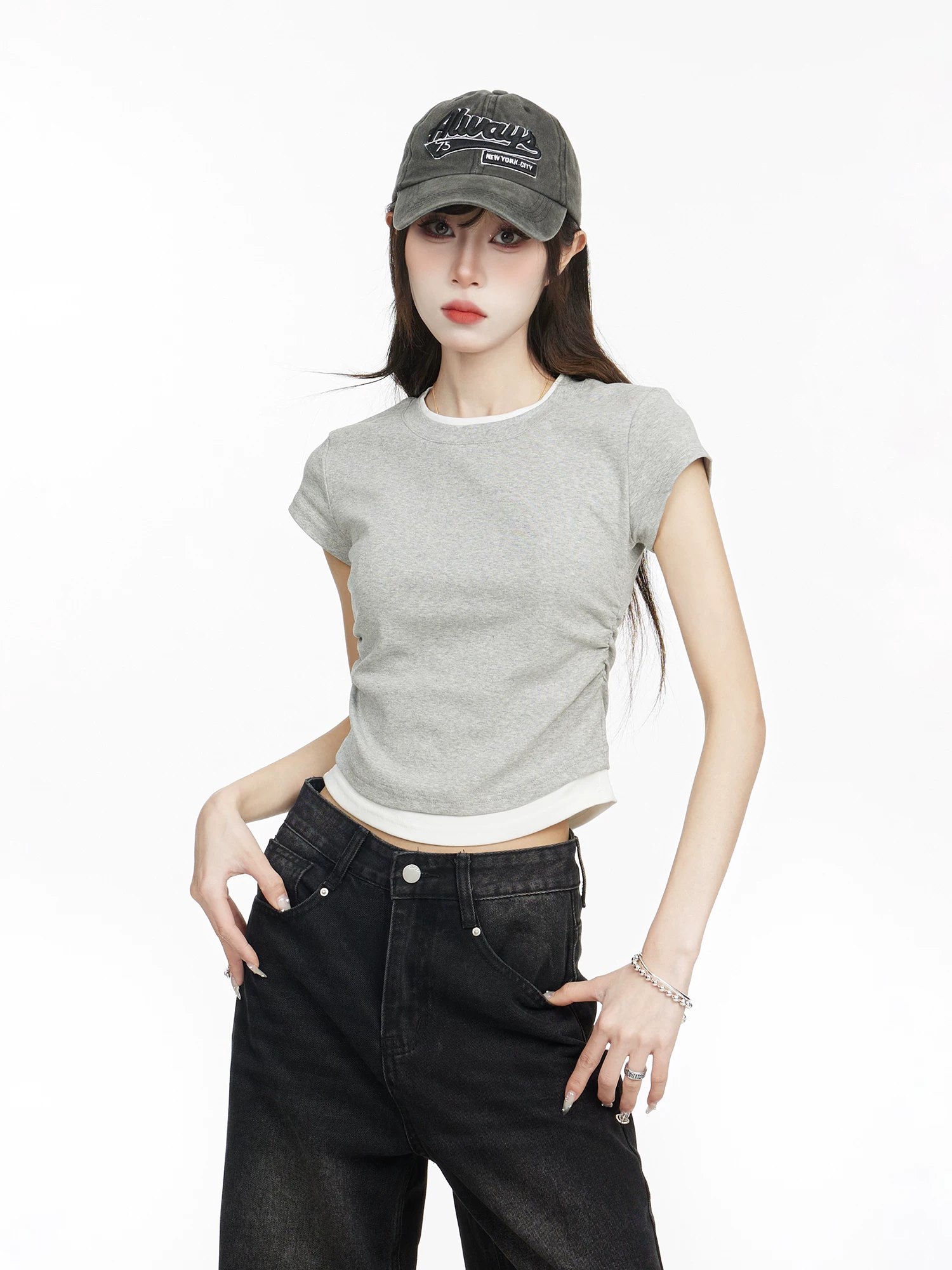 配色 クルーネック半袖Tシャツ 商品写真