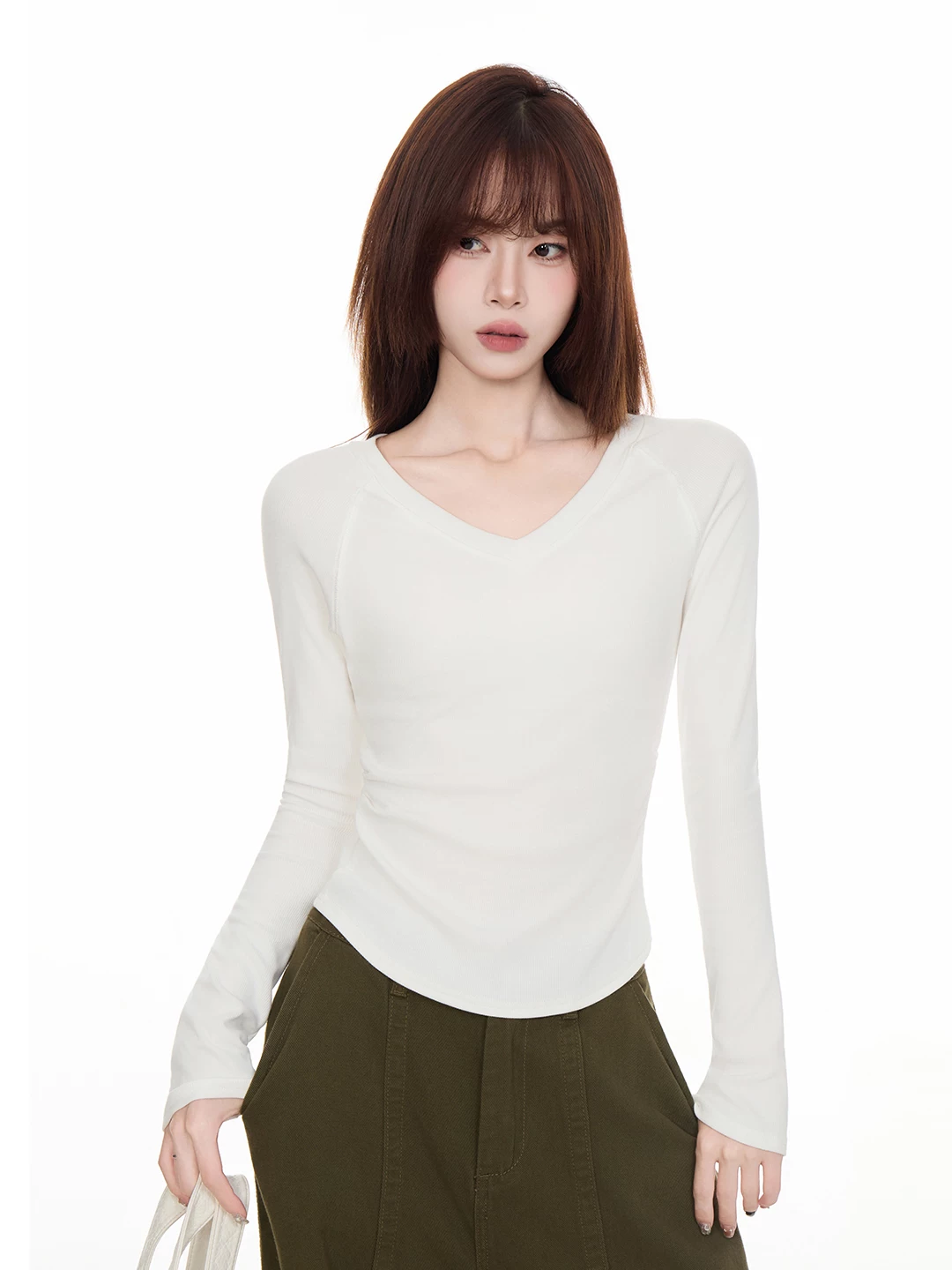 Vネック 長袖Tシャツ 商品写真
