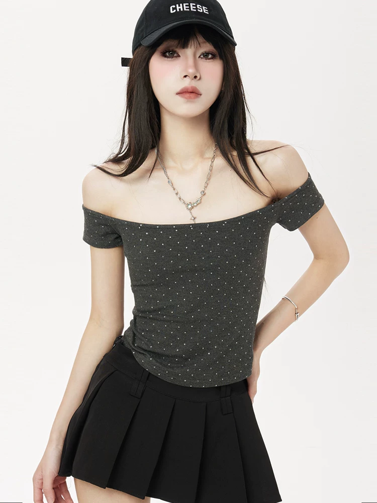 オフショルダー ショート丈 半袖Tシャツ 商品写真