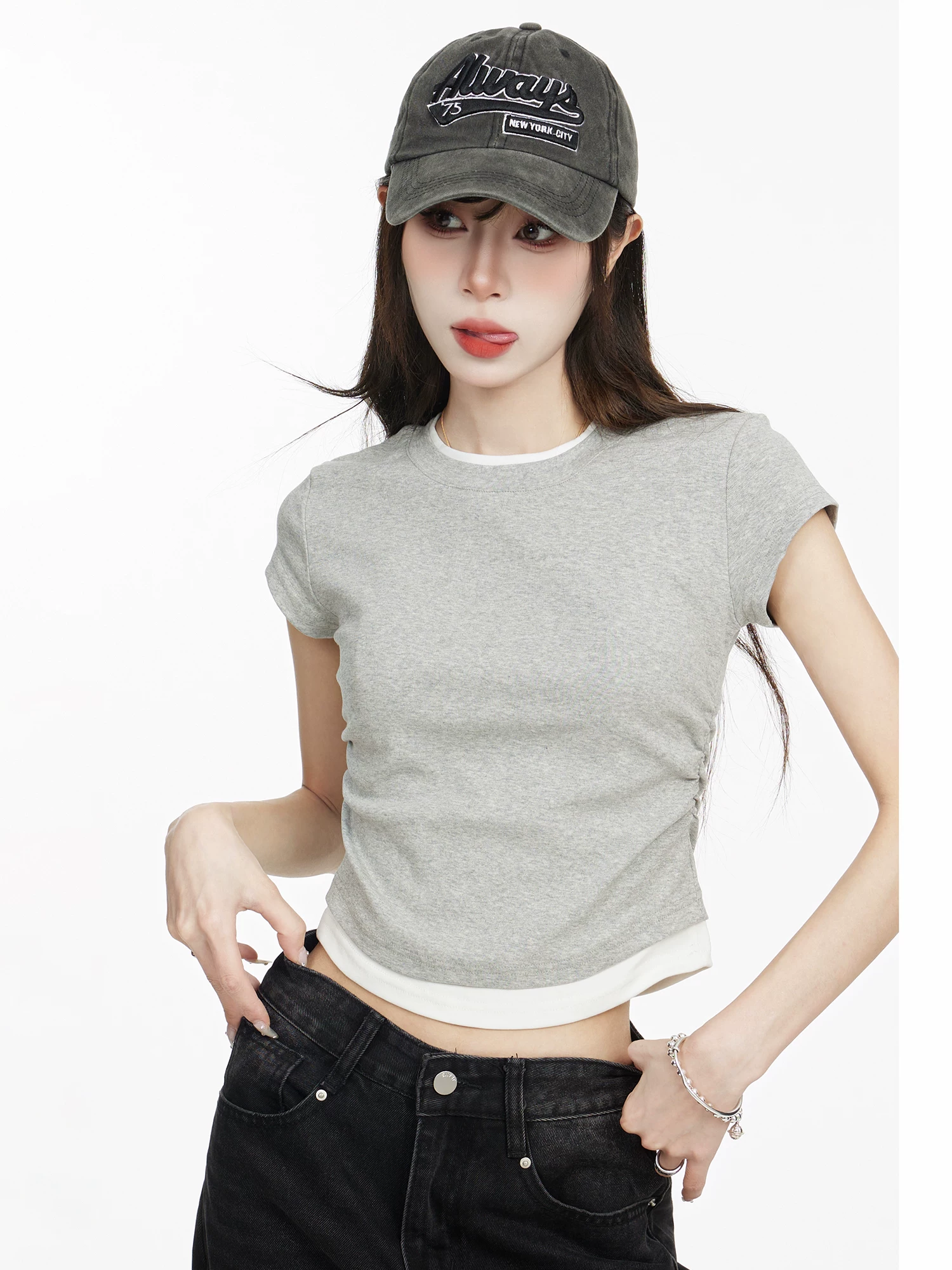 配色 クルーネック半袖Tシャツ 商品写真