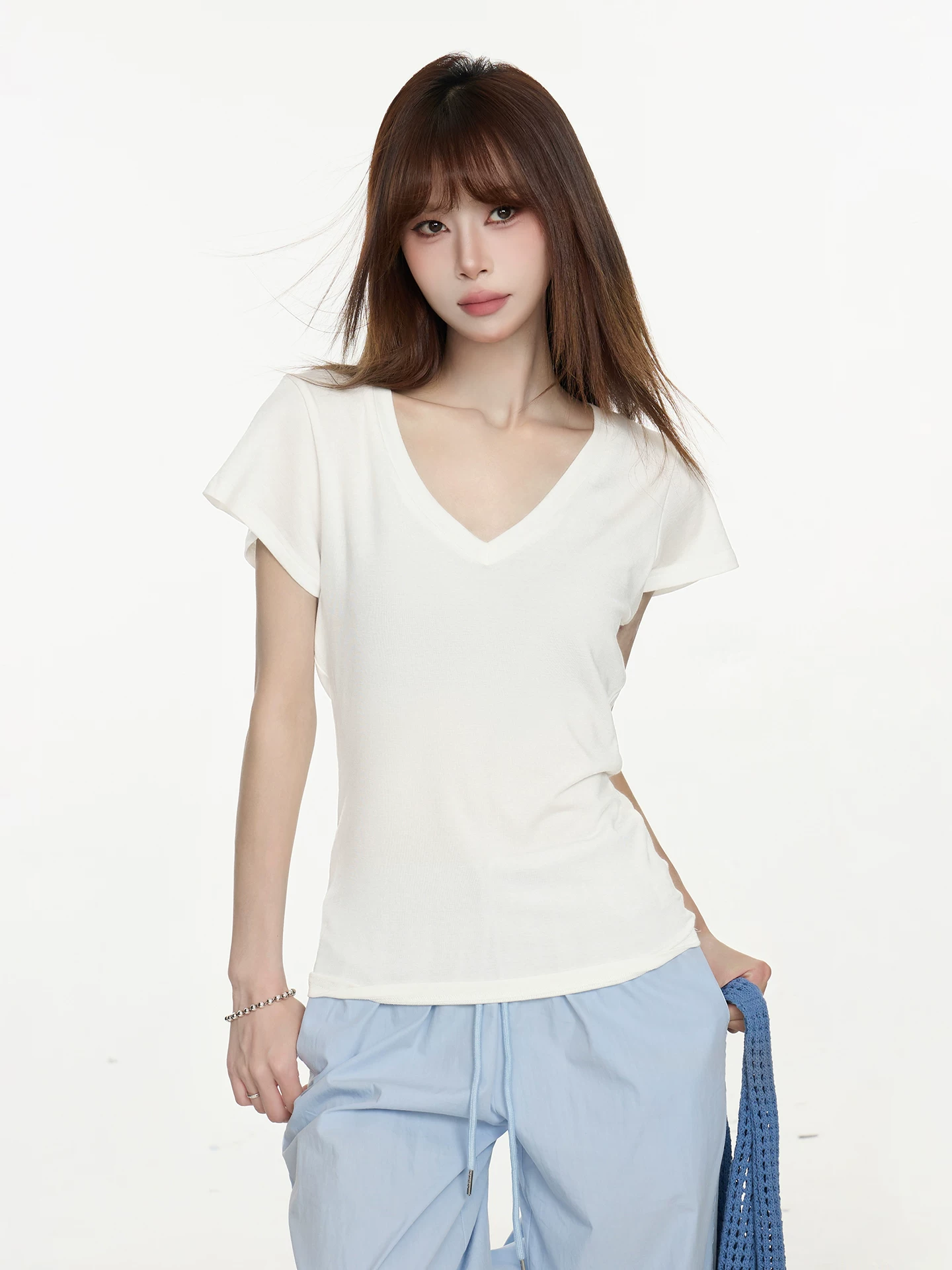 Vネック 半袖Tシャツ 商品写真
