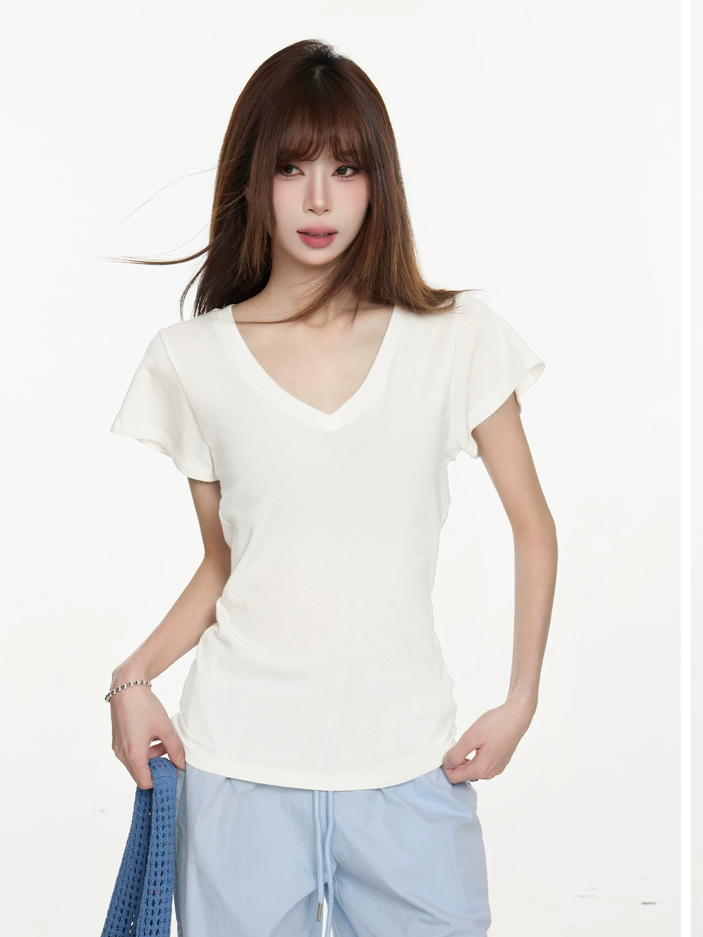 Vネック 半袖Tシャツ 商品写真