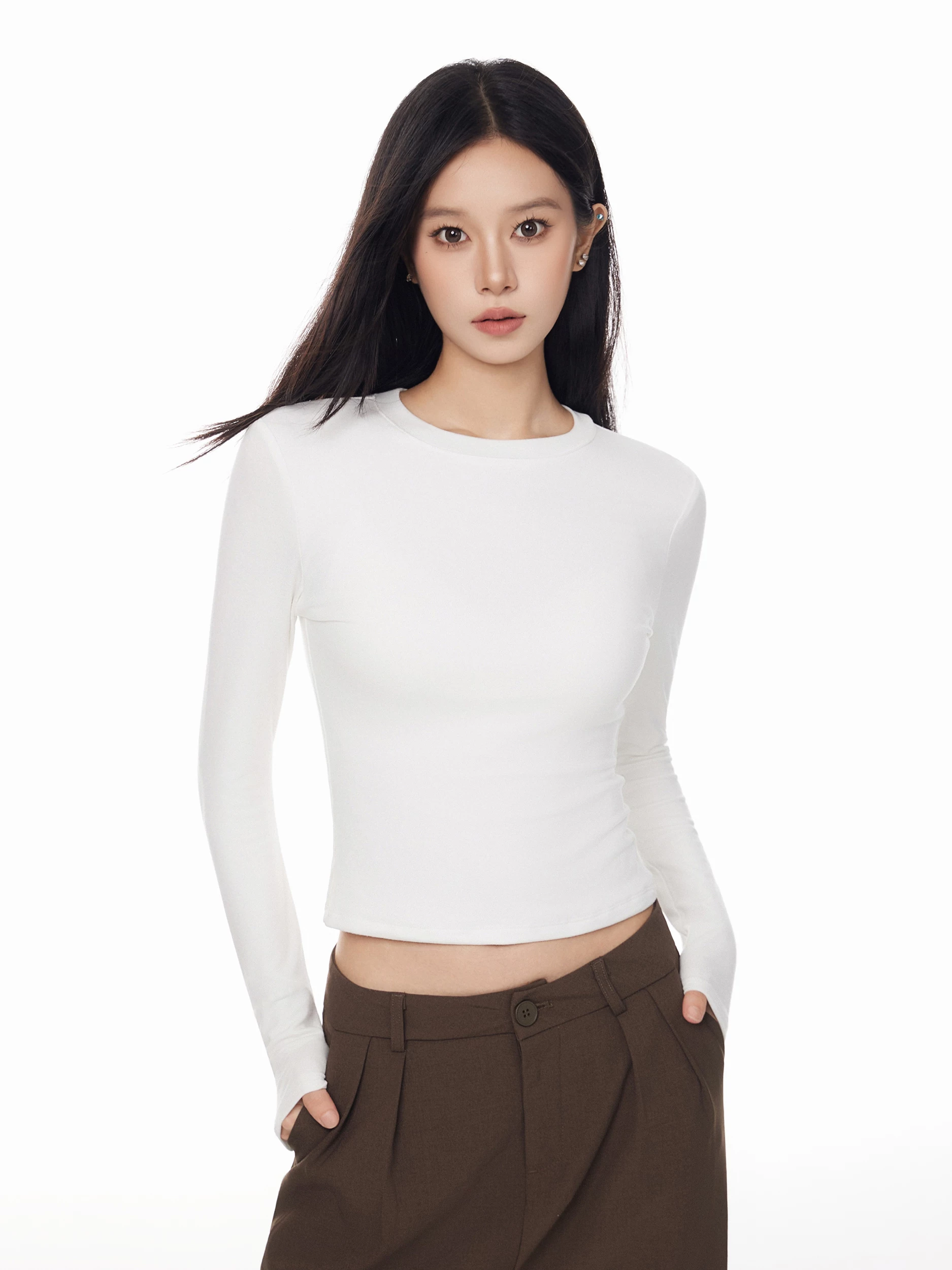 ショート丈 長袖Tシャツ 商品写真