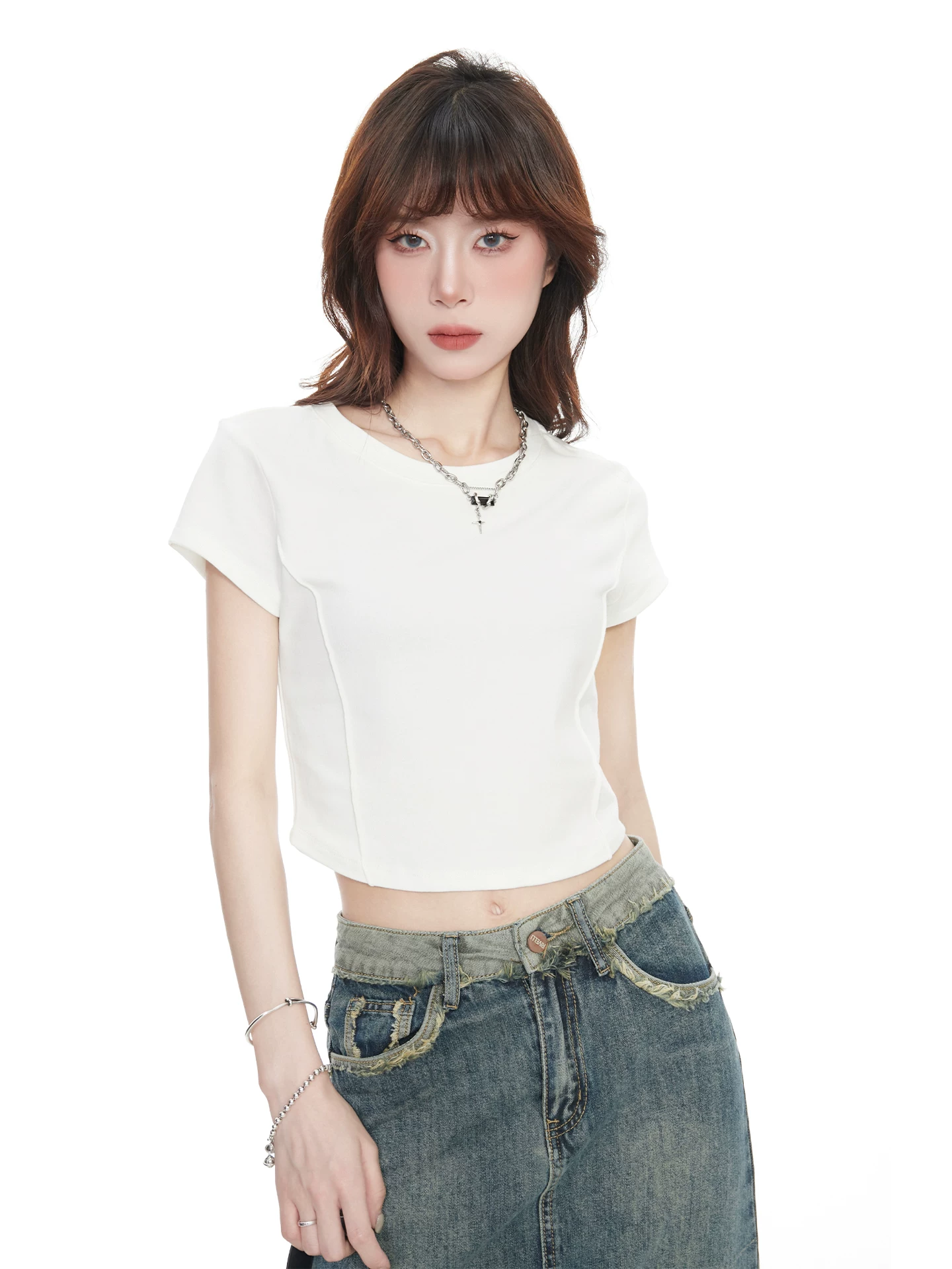 ショート丈 半袖Tシャツ 商品写真
