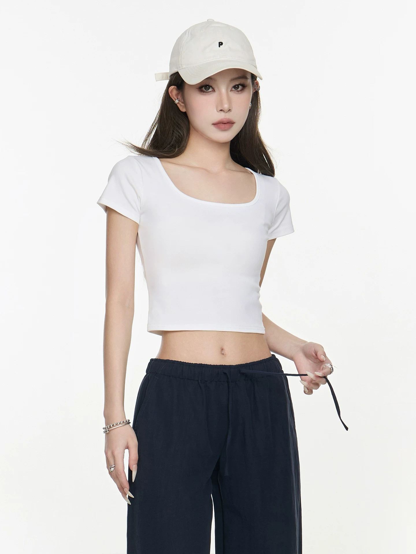 2WAY スクエアネックショート丈Tシャツ 商品写真
