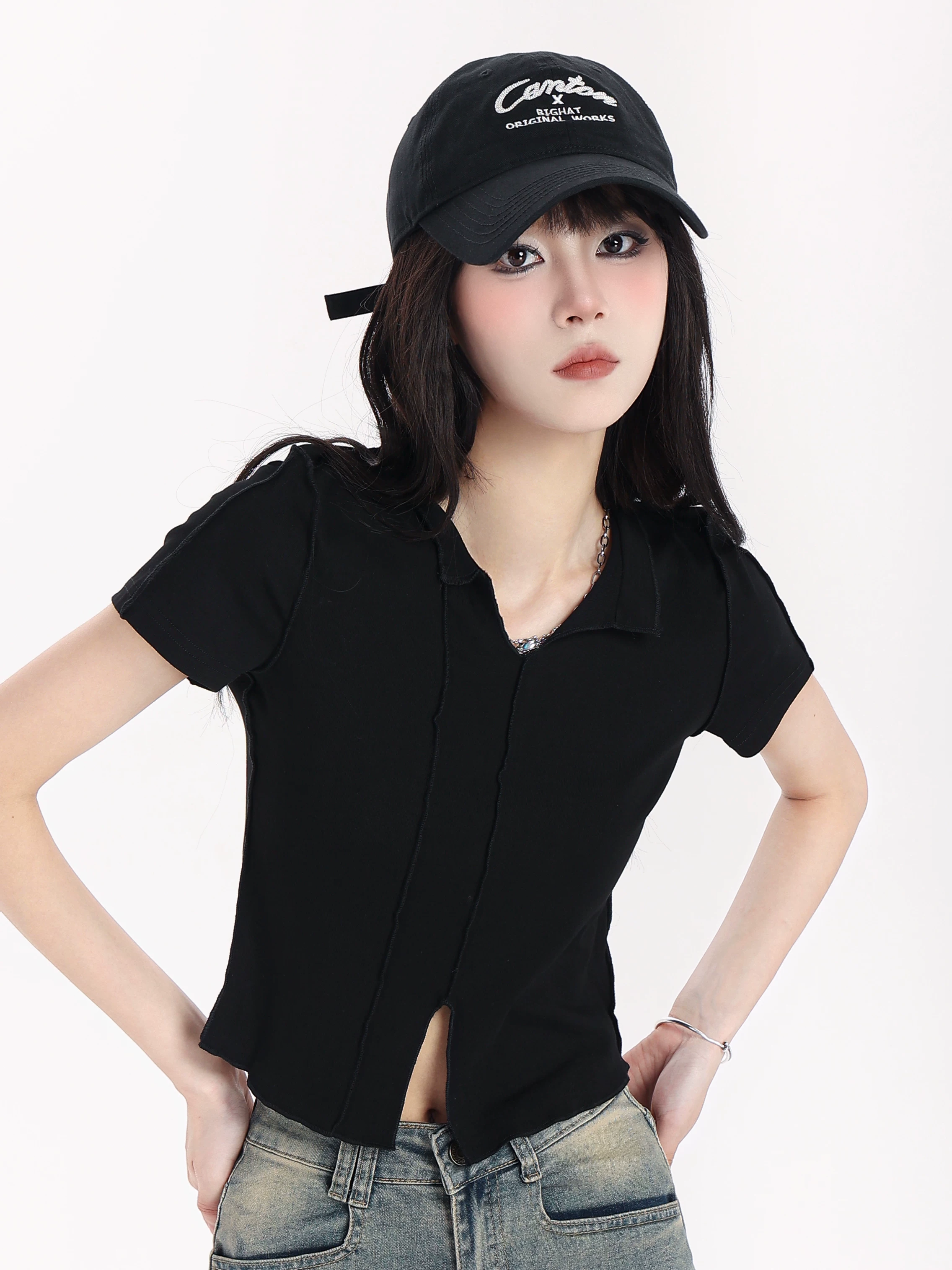 Vネック 半袖Tシャツ 商品写真
