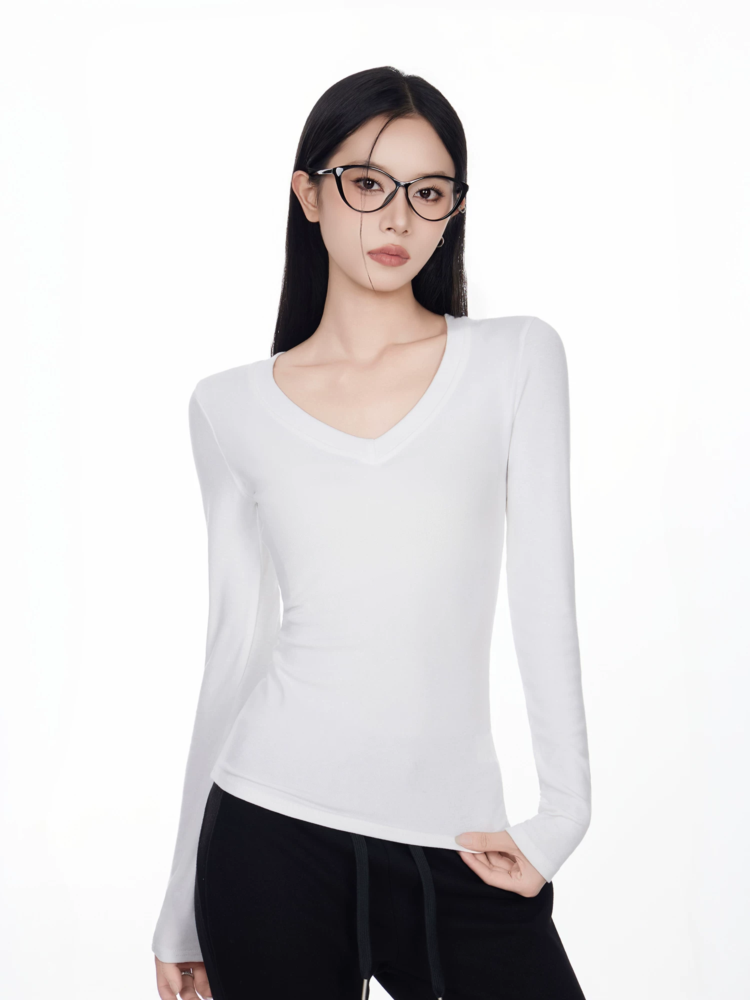 Vネック 長袖Tシャツ 商品説明・サイズ資料
