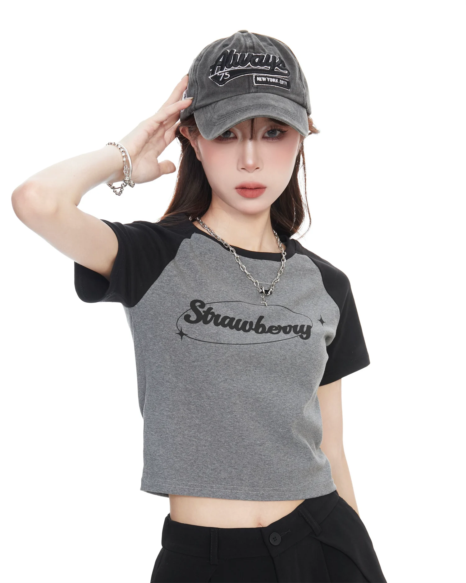 配色 ショート丈 半袖Tシャツ 商品写真