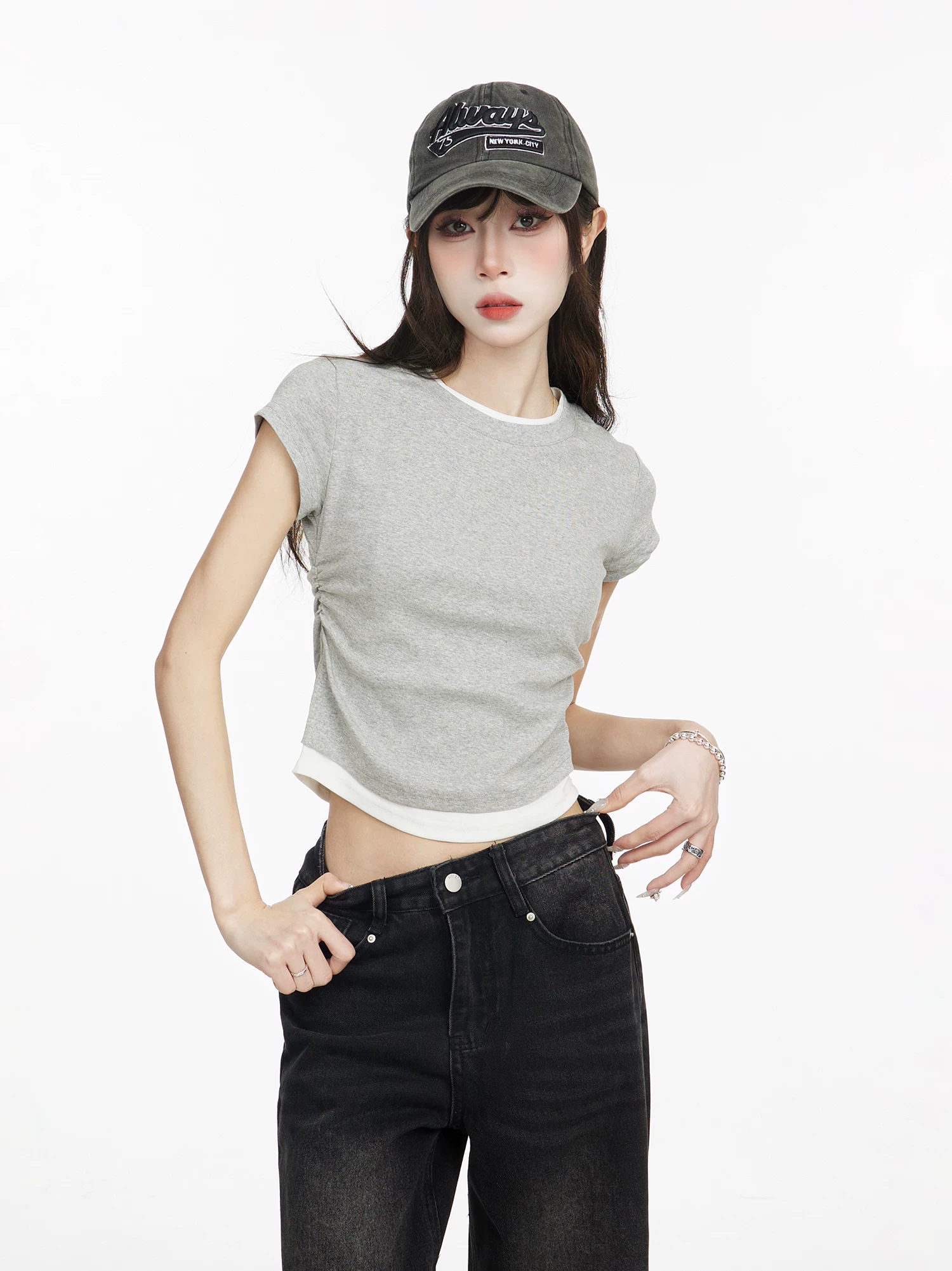 配色 クルーネック半袖Tシャツ 商品写真