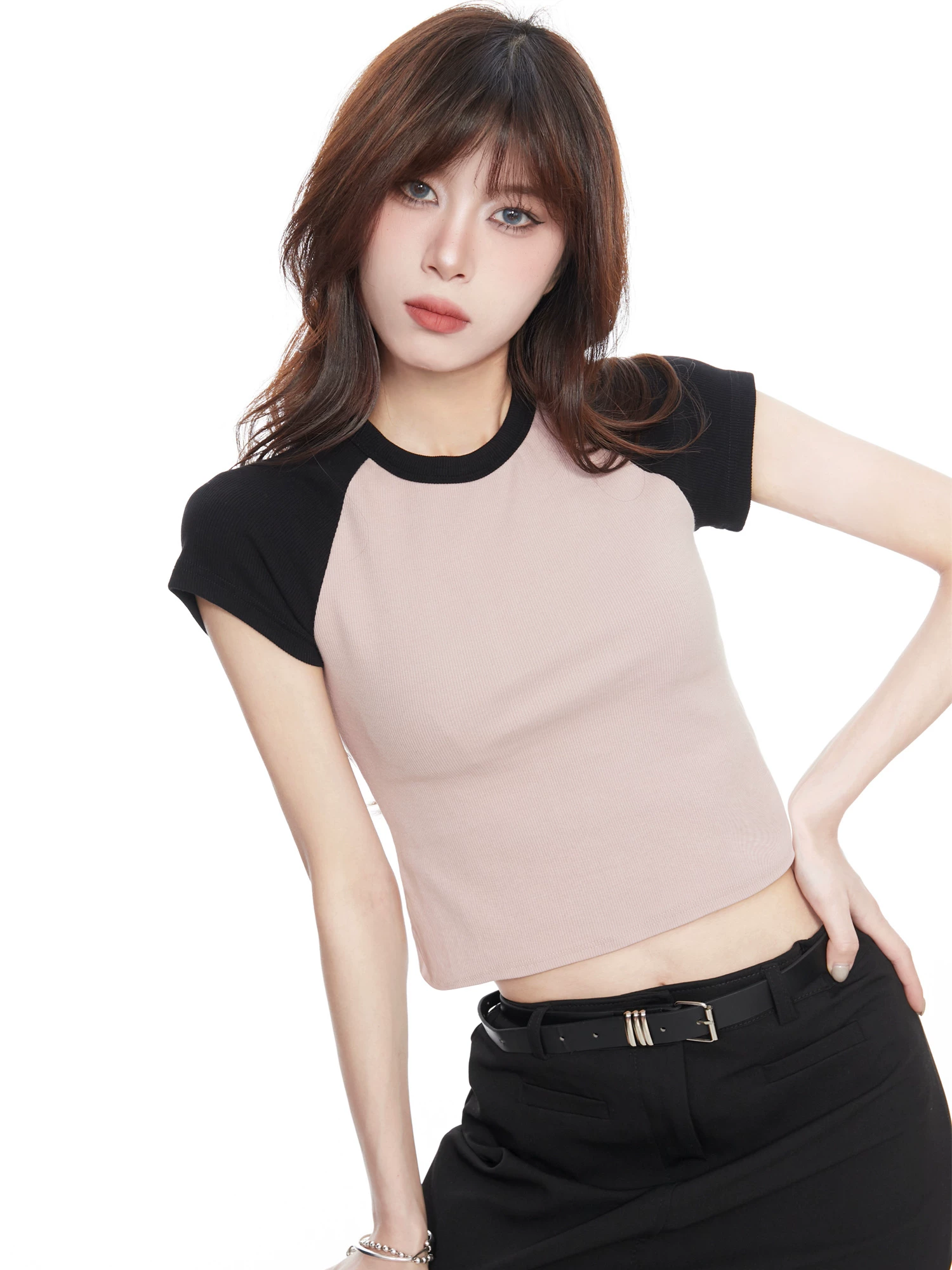 配色 ショート丈 半袖Tシャツ 商品写真