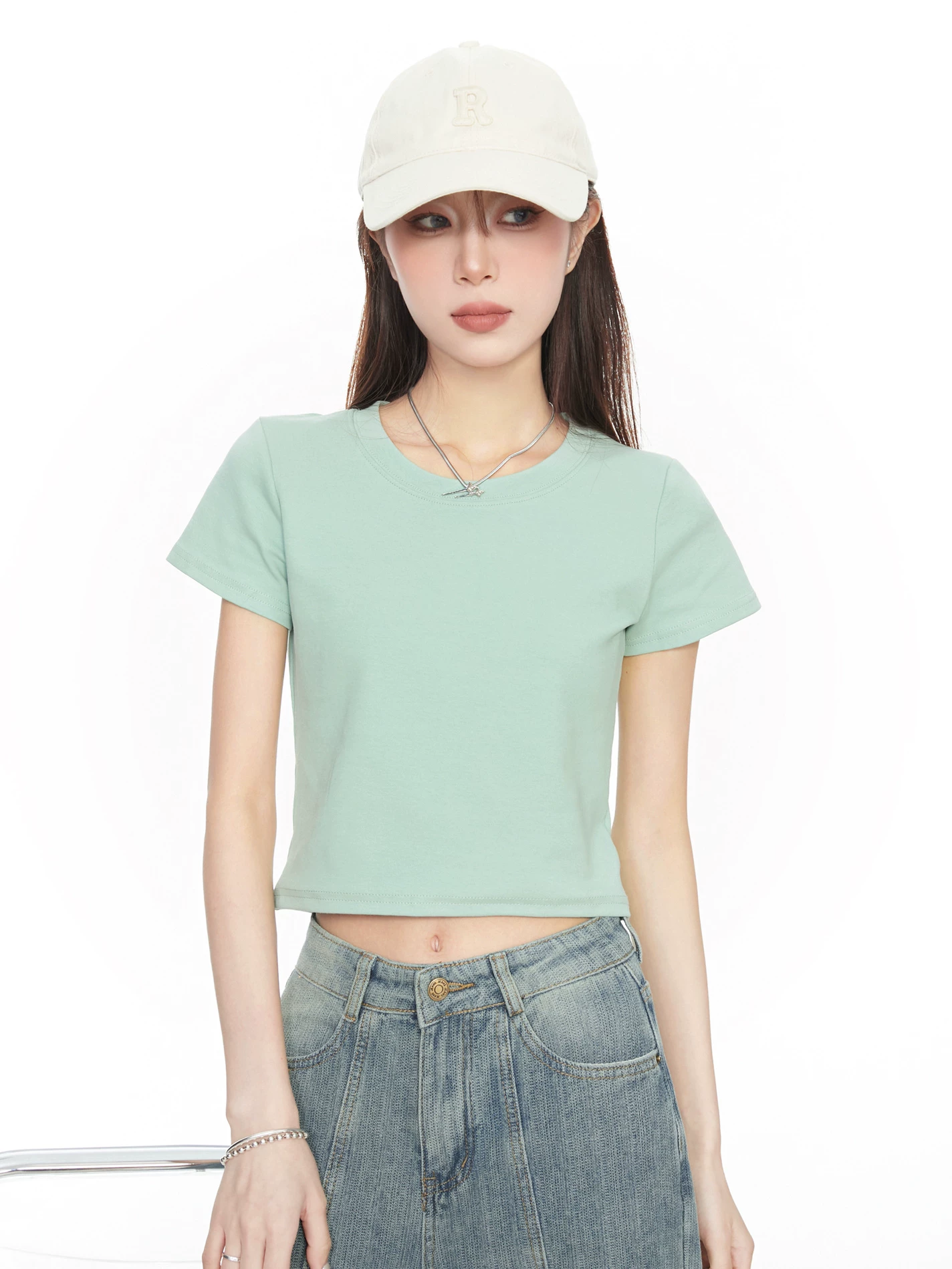 ショート丈 半袖Tシャツ 商品写真