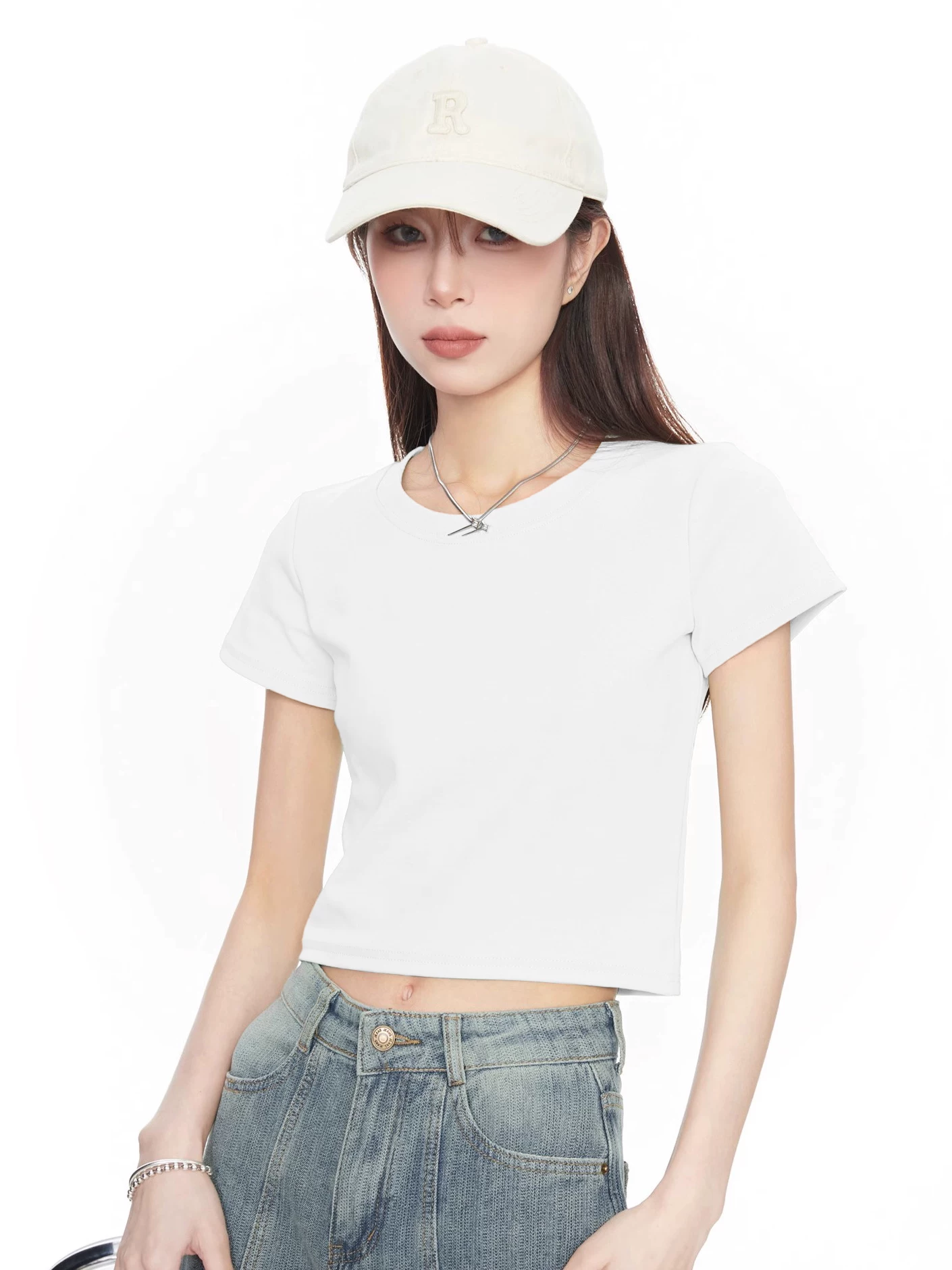 ショート丈 半袖Tシャツ 商品写真
