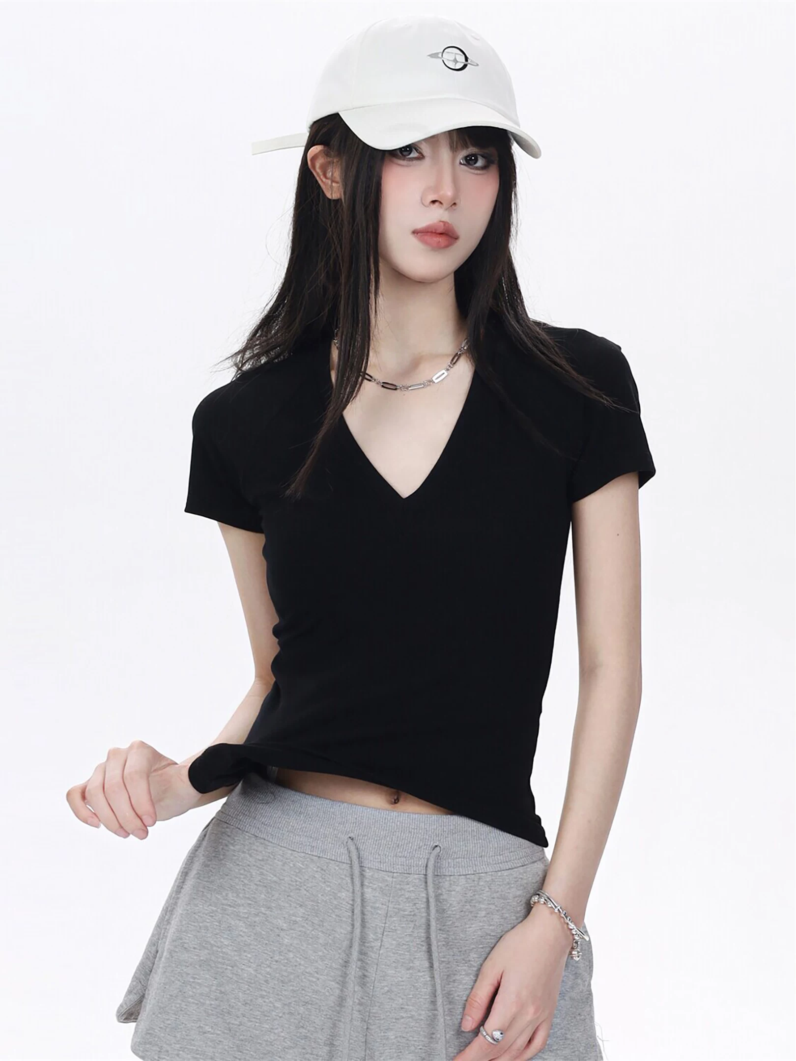 Vネック 半袖Tシャツ 商品写真