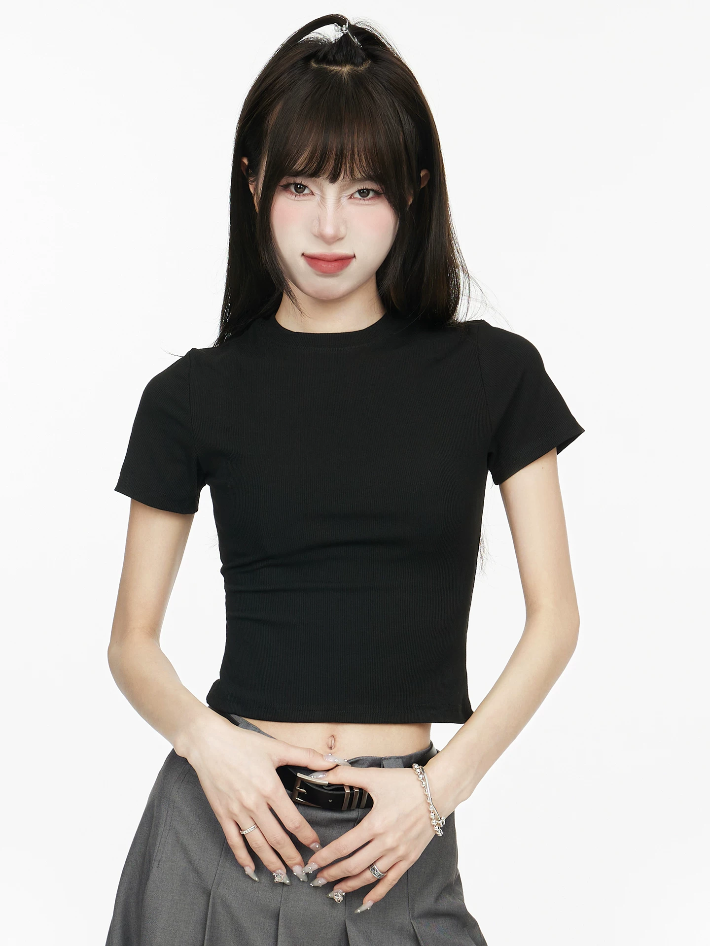 ショート丈 半袖Tシャツ 商品写真