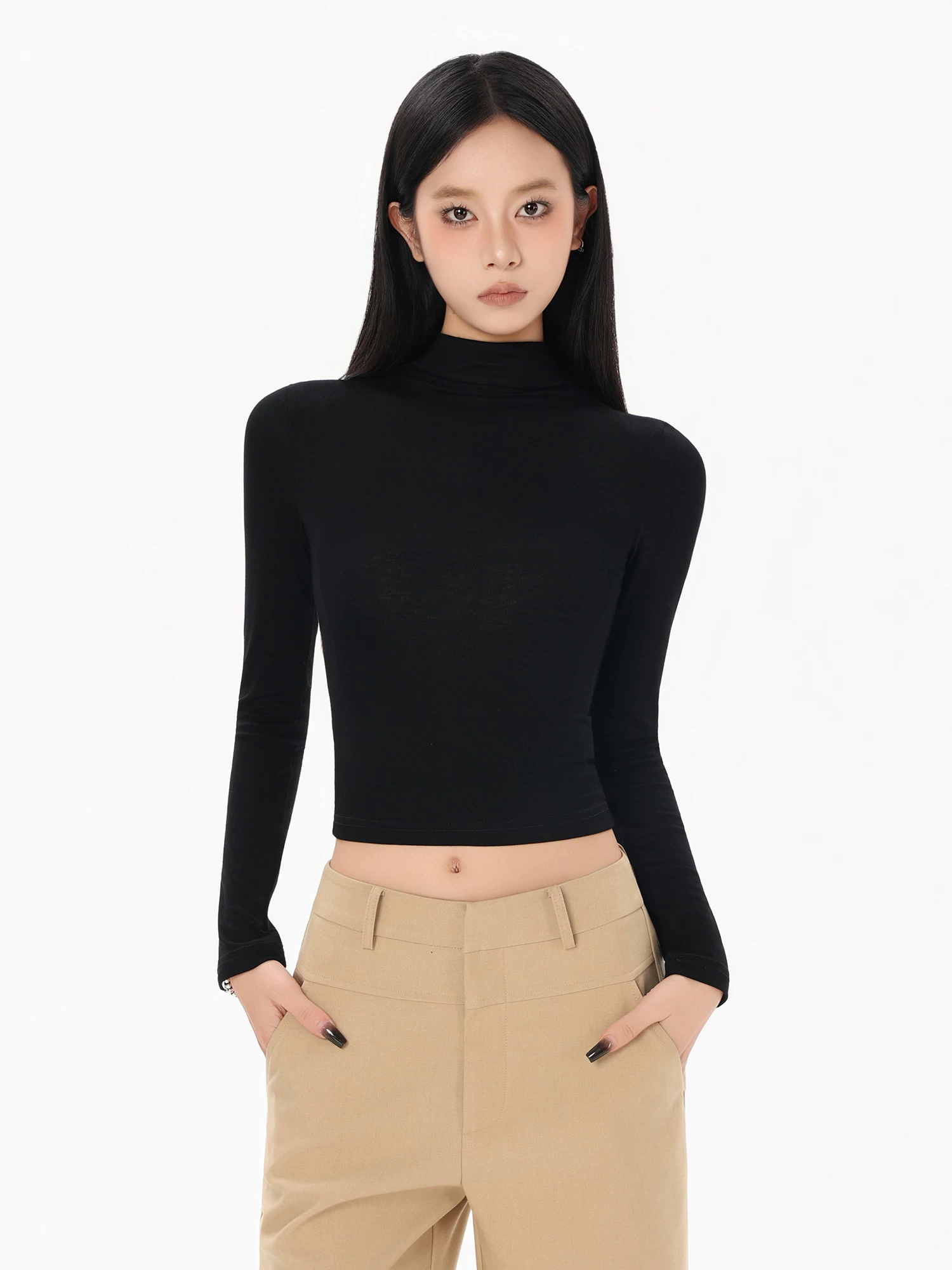 ハイネック 長袖Tシャツ 商品写真