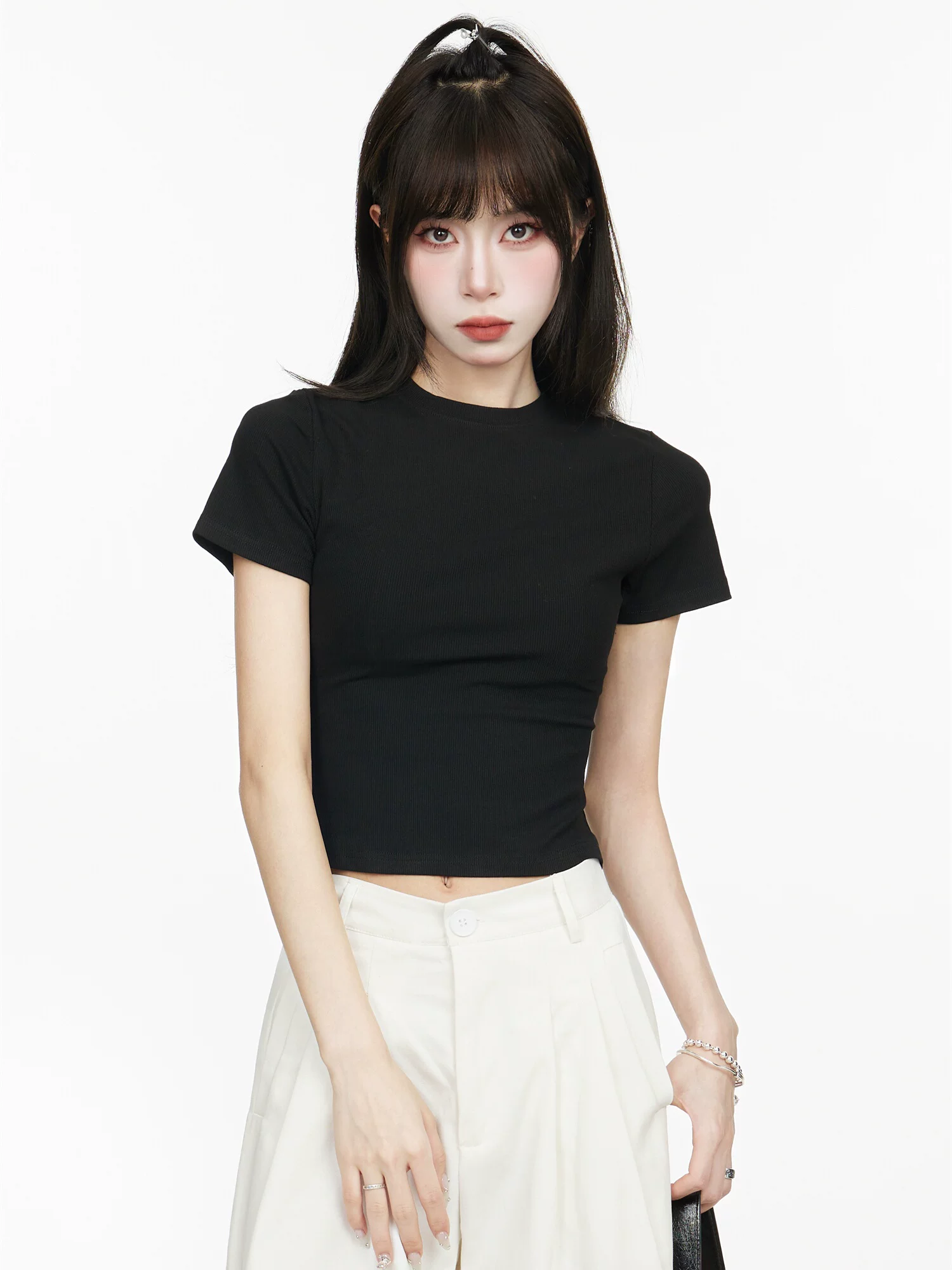 ショート丈 半袖Tシャツ 商品写真