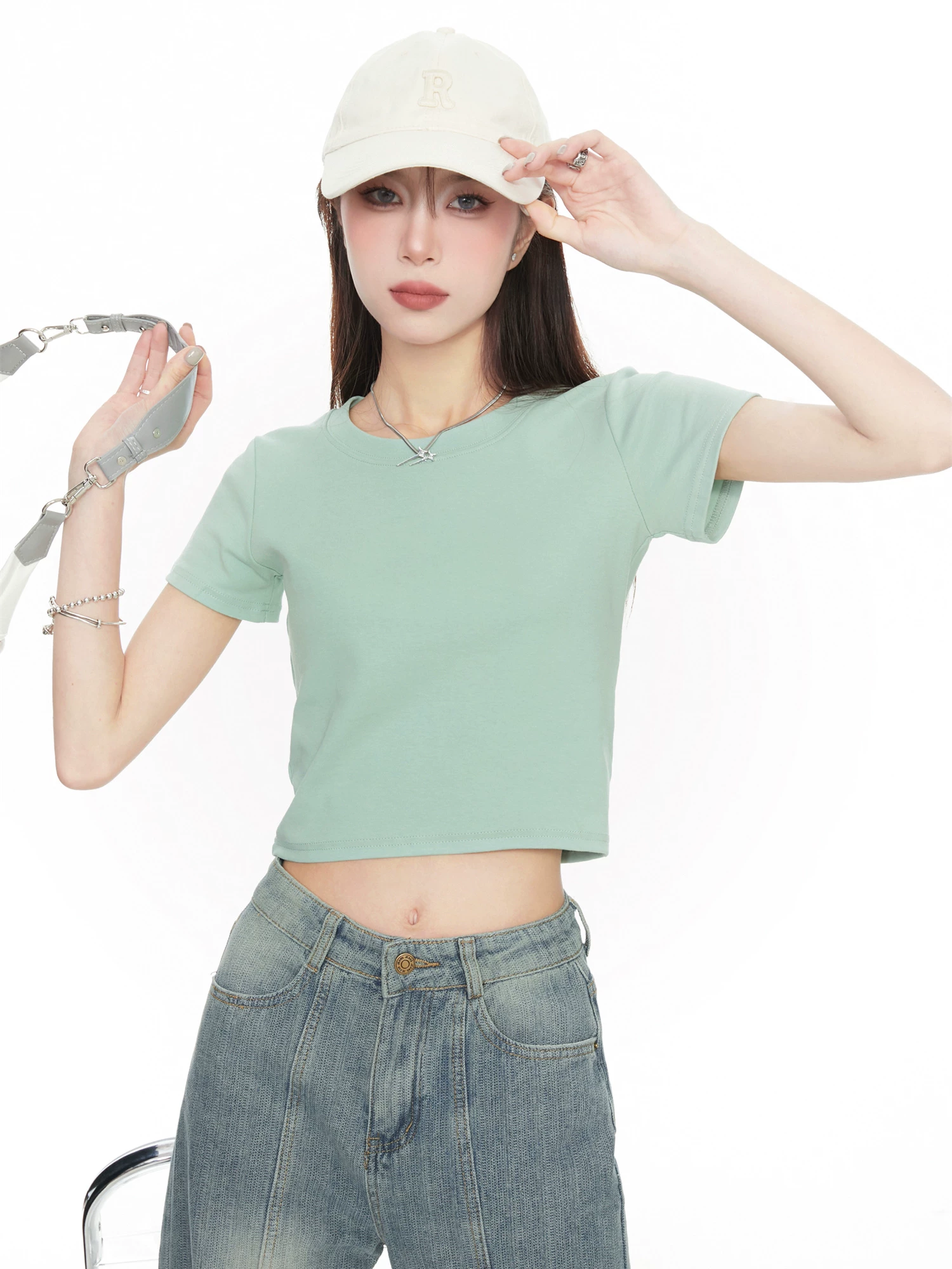 ショート丈 半袖Tシャツ 商品写真