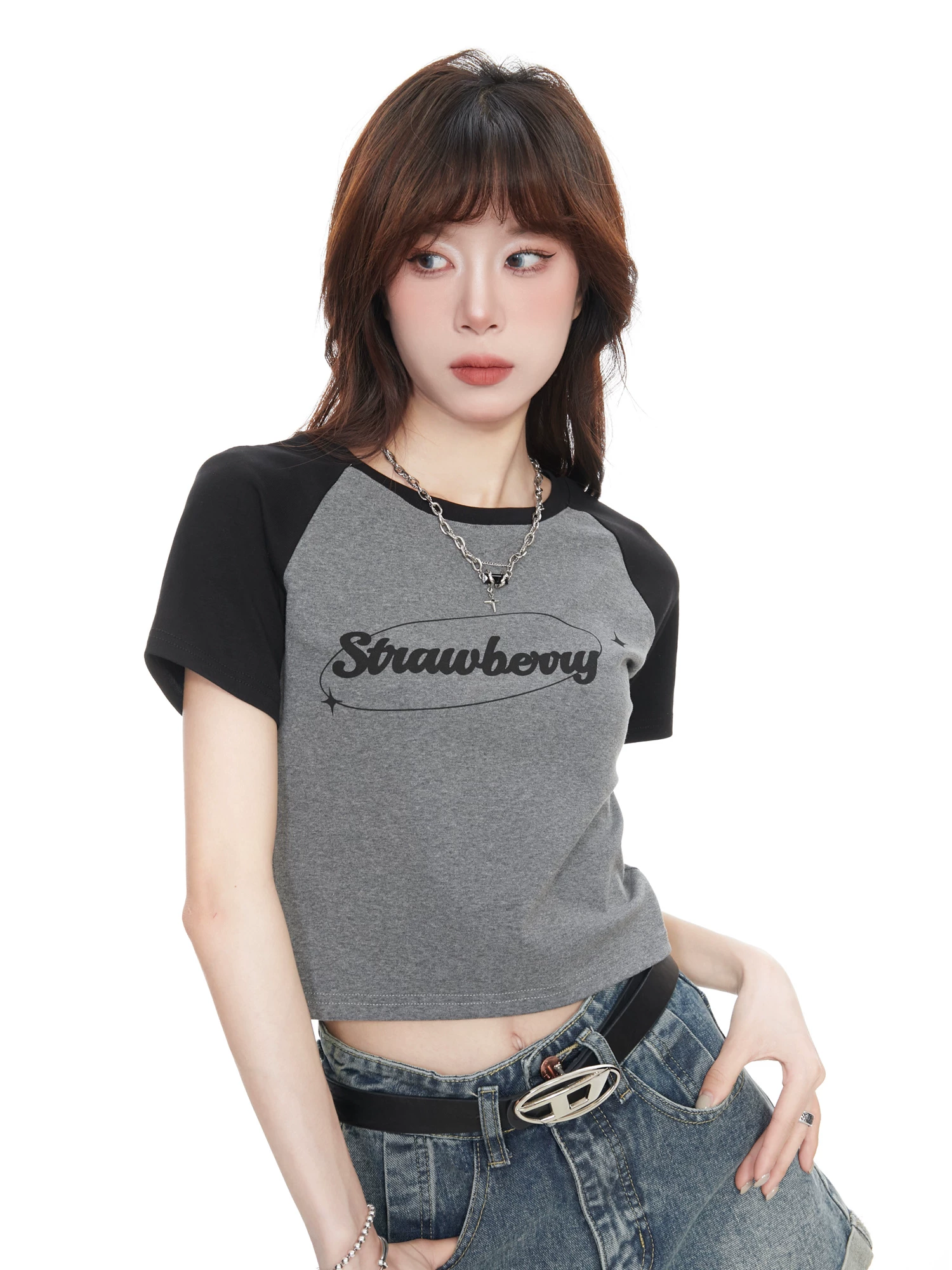 配色 ショート丈 半袖Tシャツ 商品写真