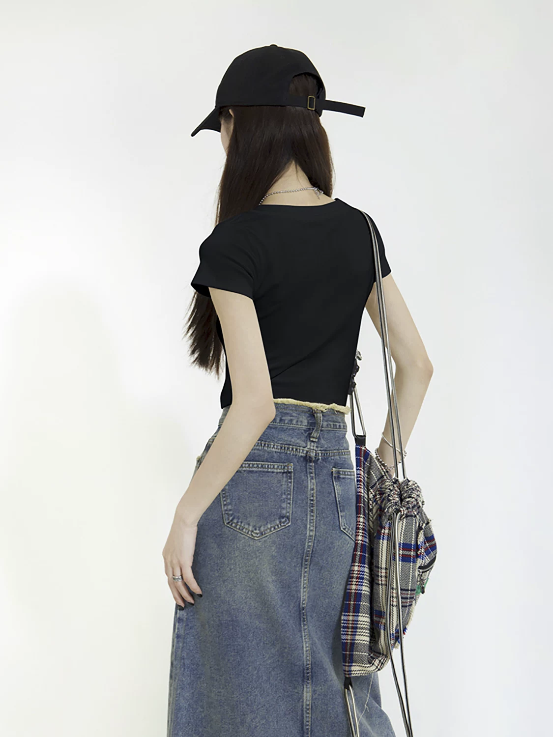 ショート丈 フィット半袖Tシャツ 商品写真