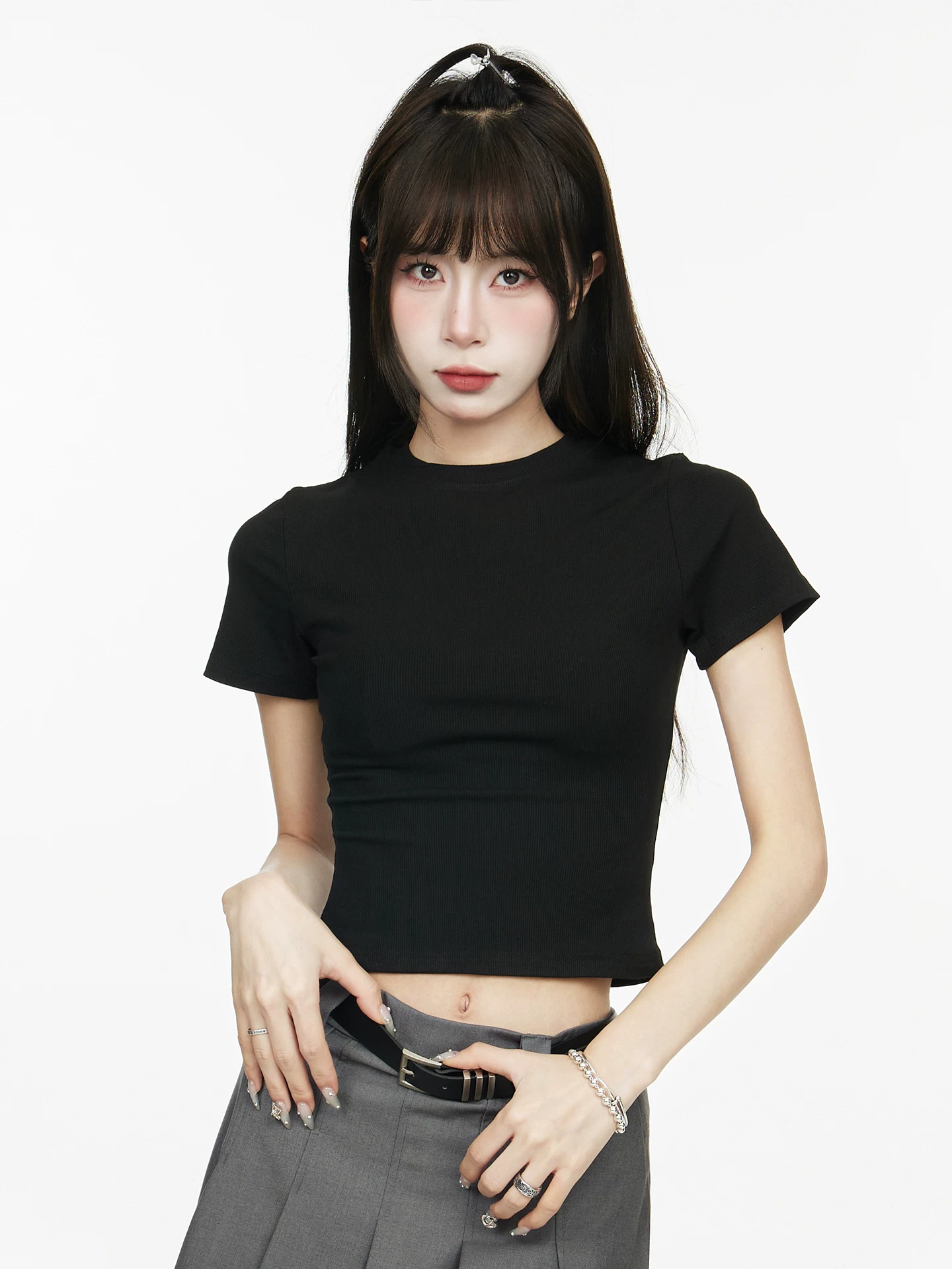 ショート丈 半袖Tシャツ 商品写真