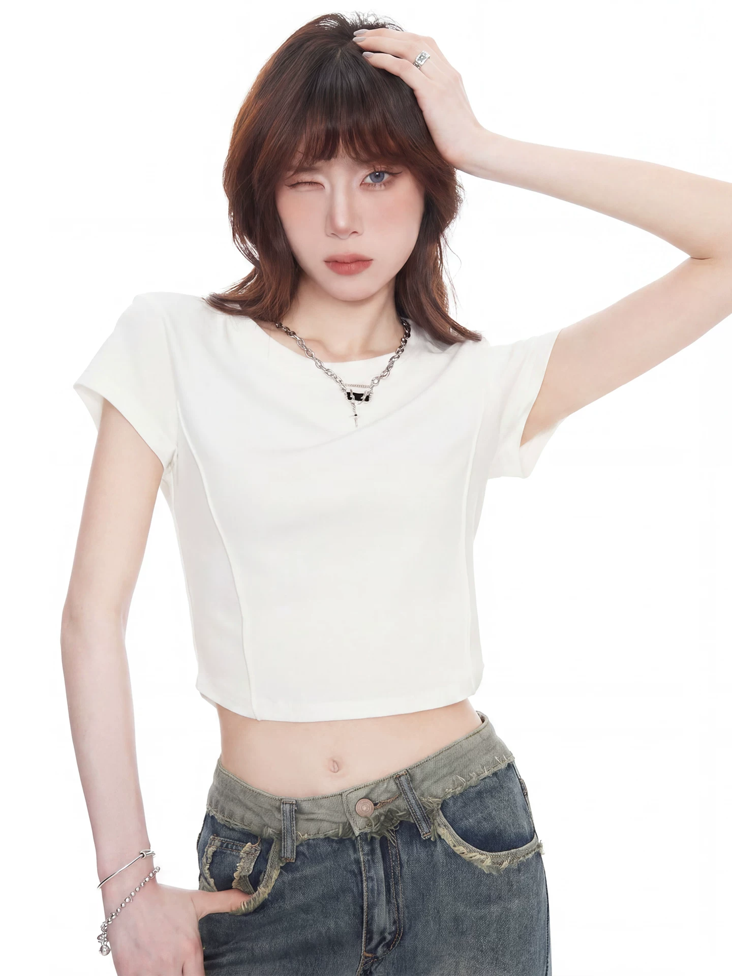ショート丈 半袖Tシャツ 商品写真