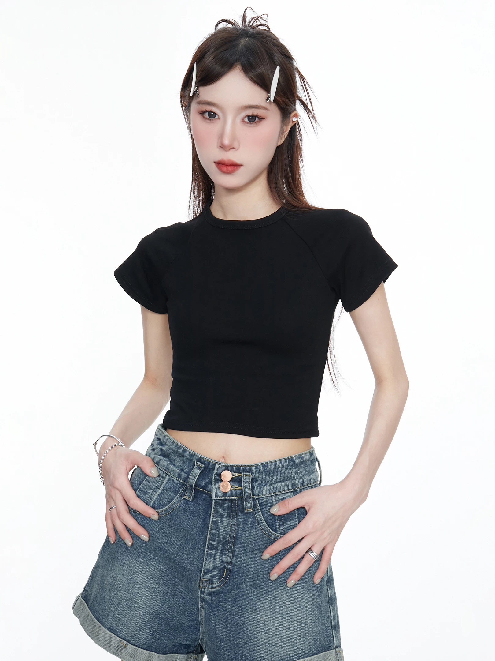 フレンチスリーブ ショート丈Tシャツ 商品写真