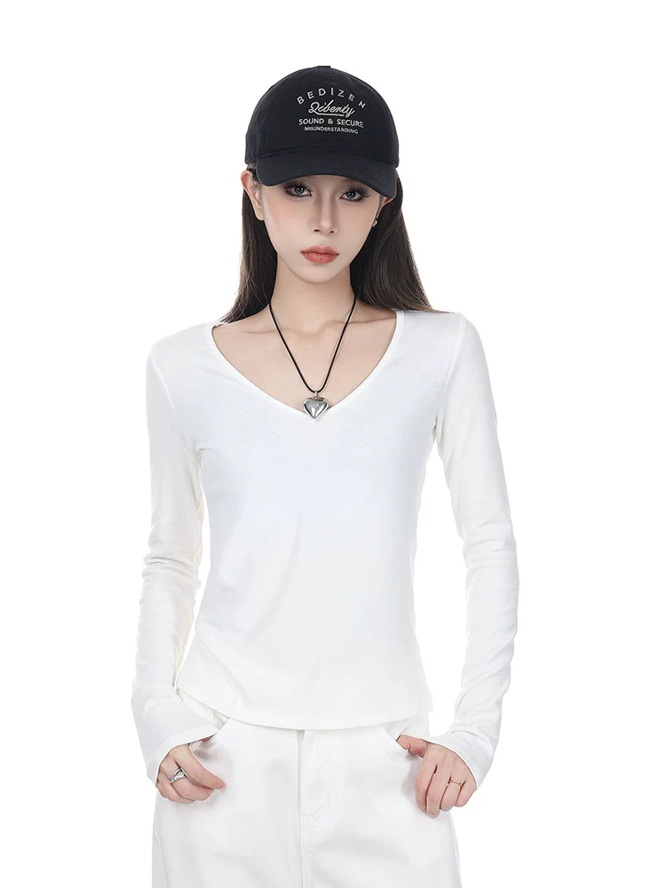 Vネック 長袖Tシャツ 商品写真