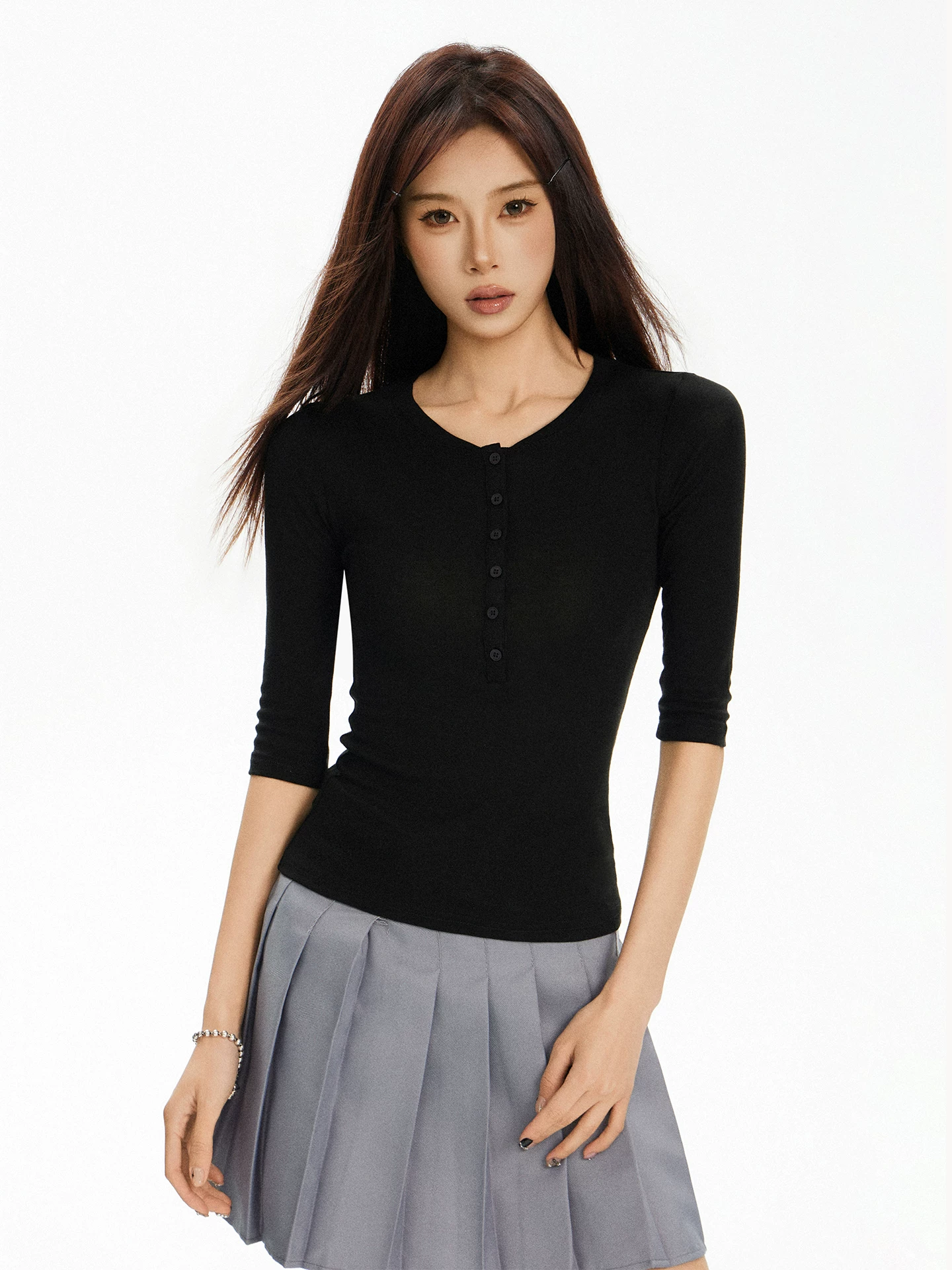 ヘンリーネック Tシャツ 商品写真