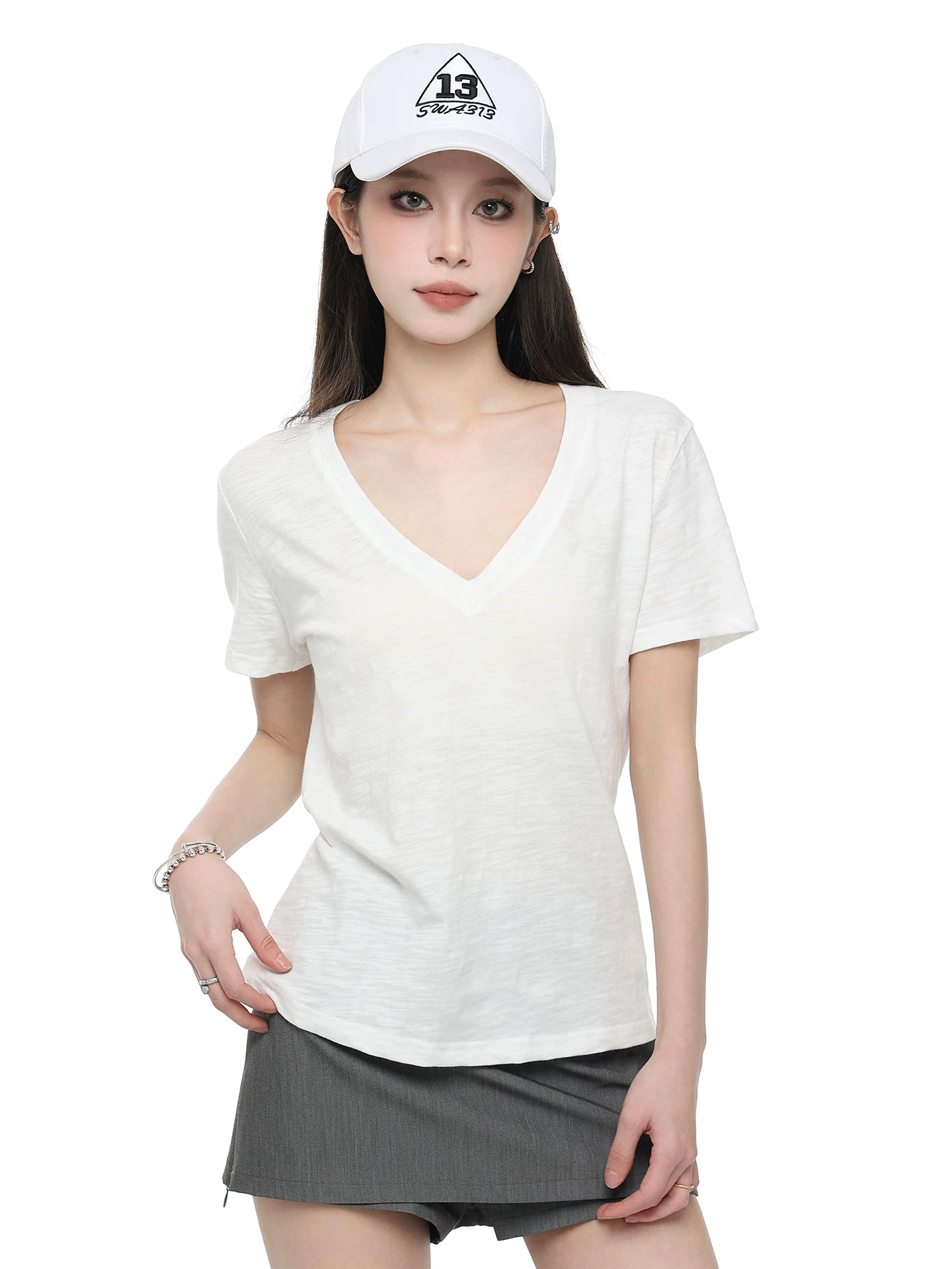 Vネック 半袖Tシャツ 商品写真