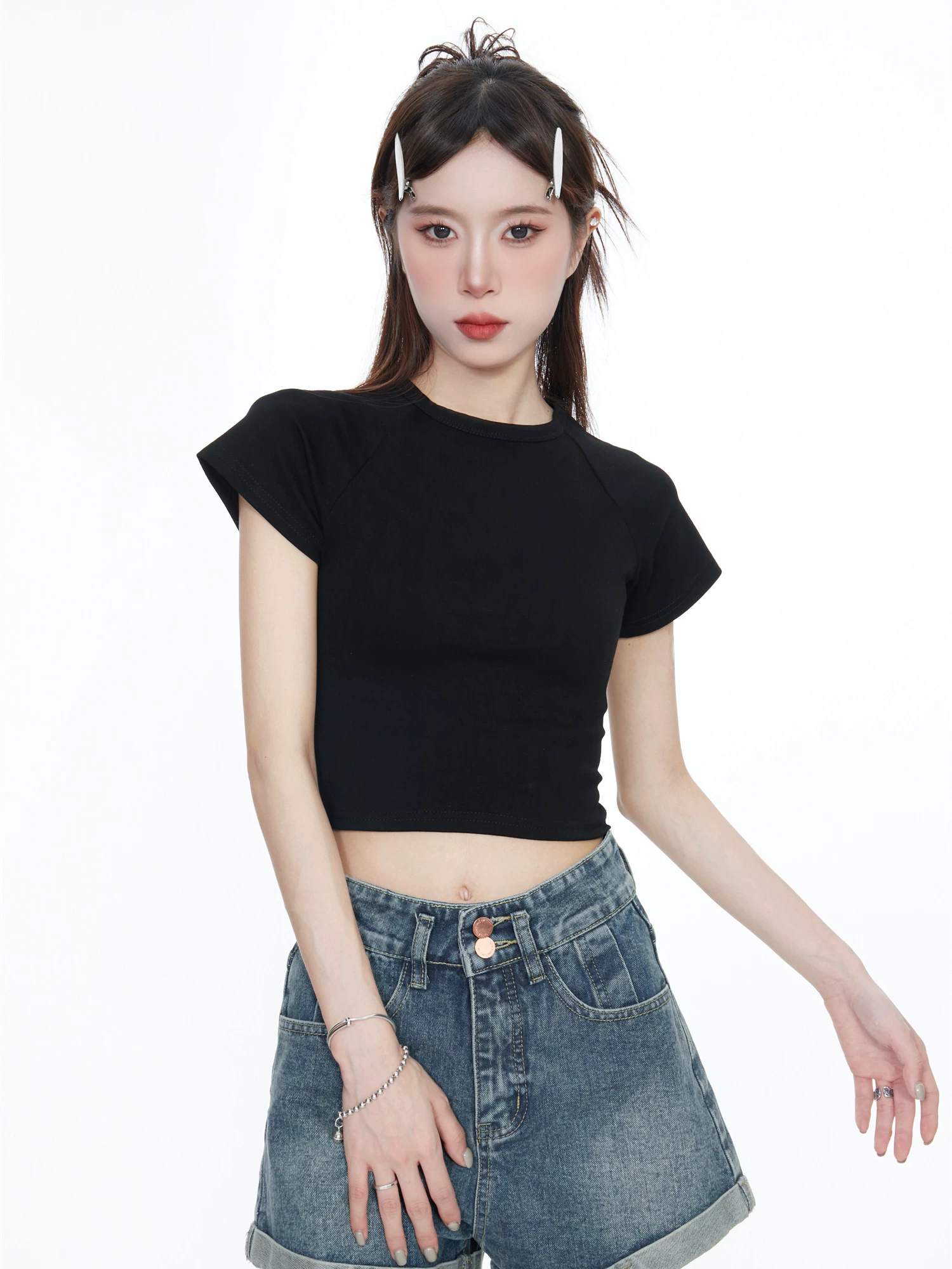 フレンチスリーブ ショート丈Tシャツ 商品写真