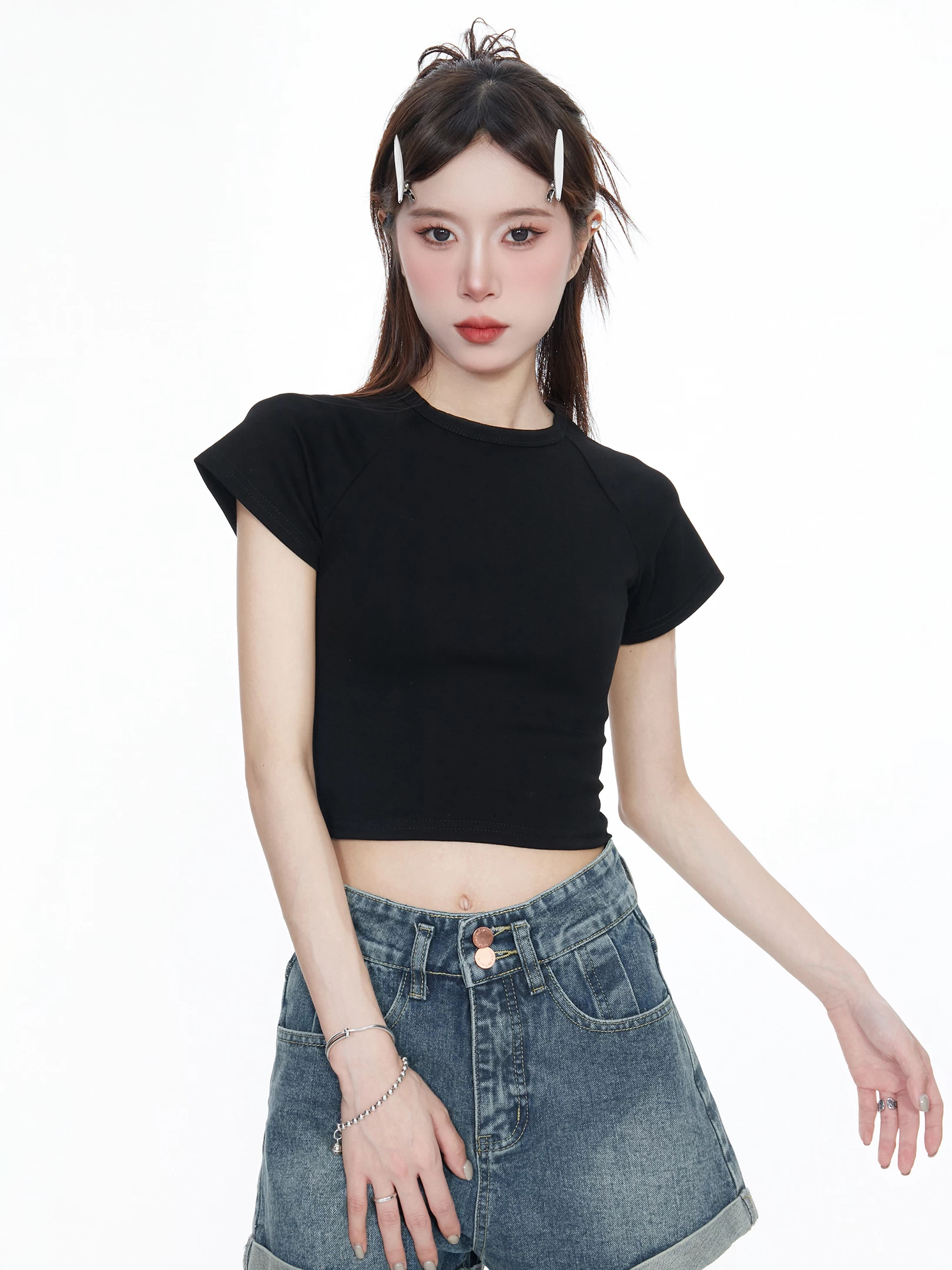 フレンチスリーブ ショート丈Tシャツ 商品写真