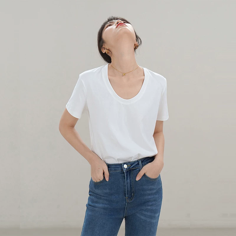 Uネック 半袖Tシャツ 商品写真